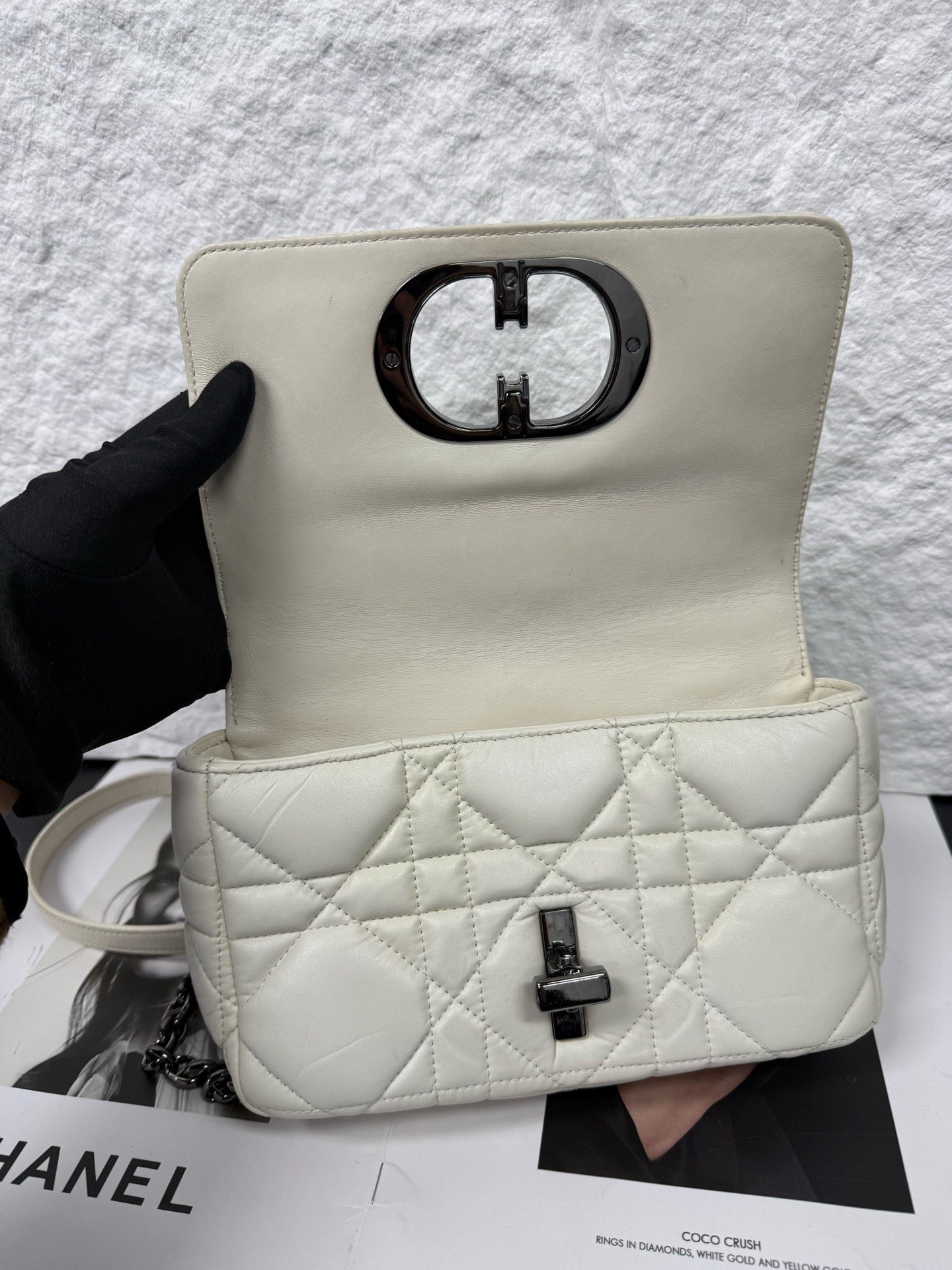 Dior - Caro Small Bag - Lambskin leather - White - (small)
