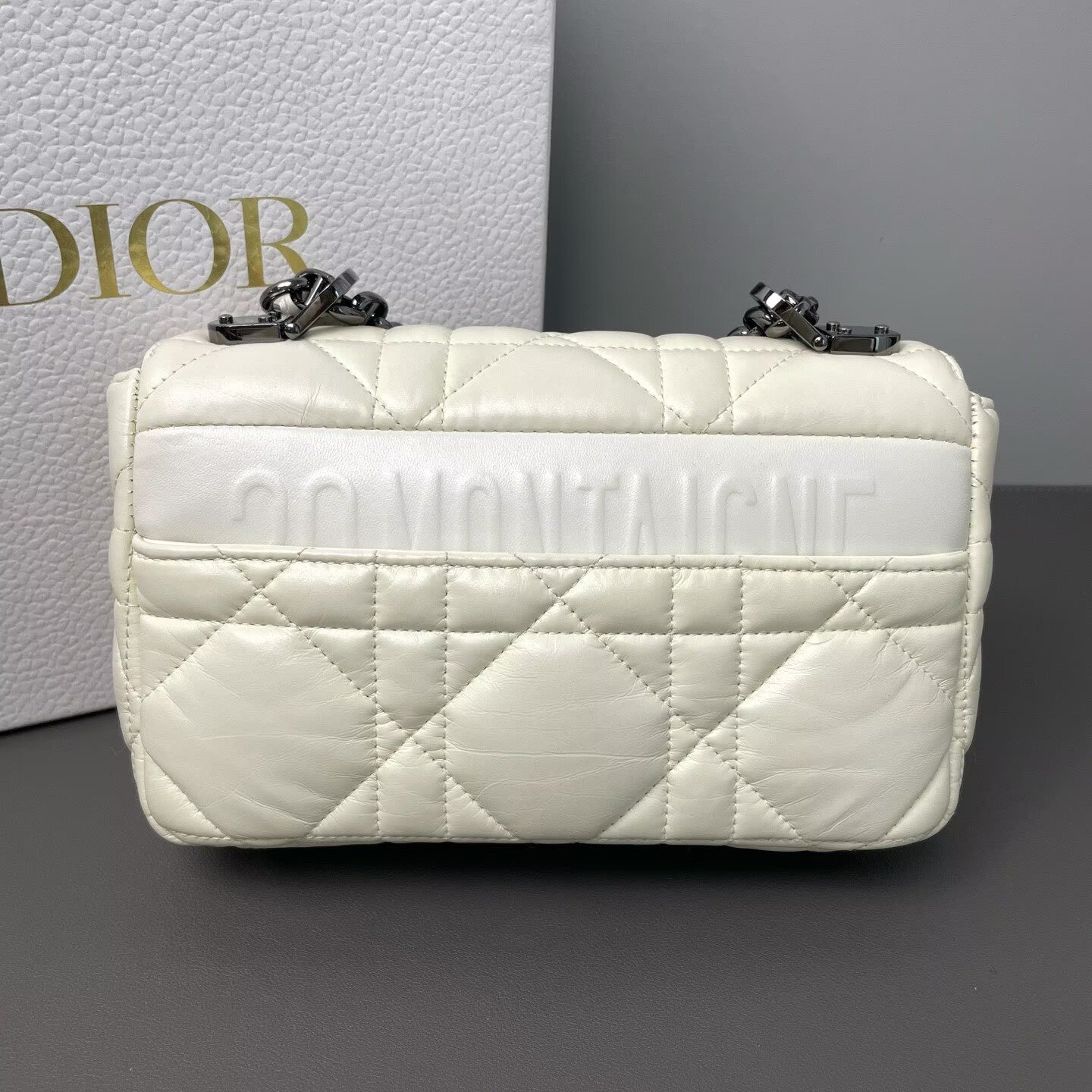 Dior - Caro Small Chain Puff Bag - Leather - White - (small)