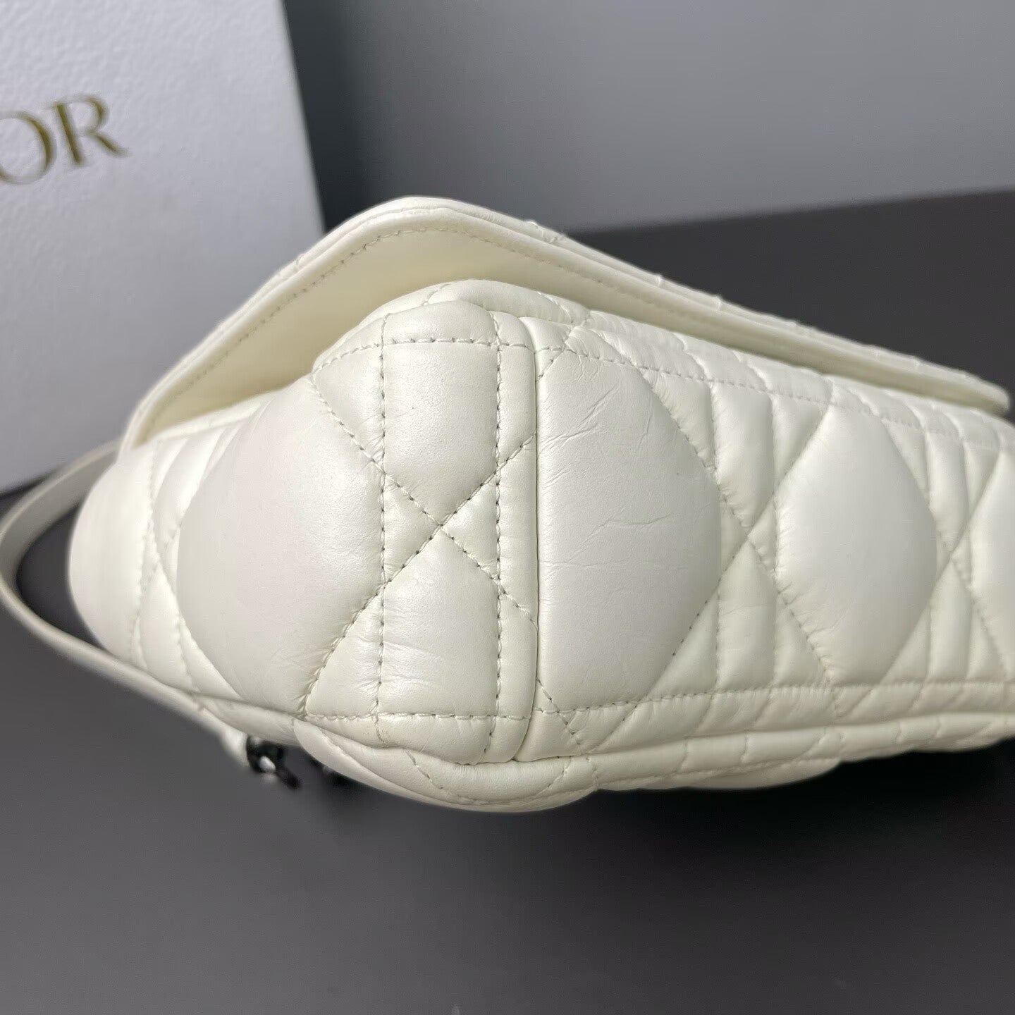 Dior - Caro Small Chain Puff Bag - Leather - White - (small)