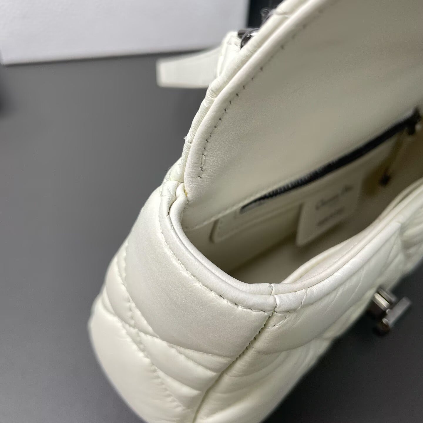 Dior - Caro Small Chain Puff Bag - Leather - White - (small)