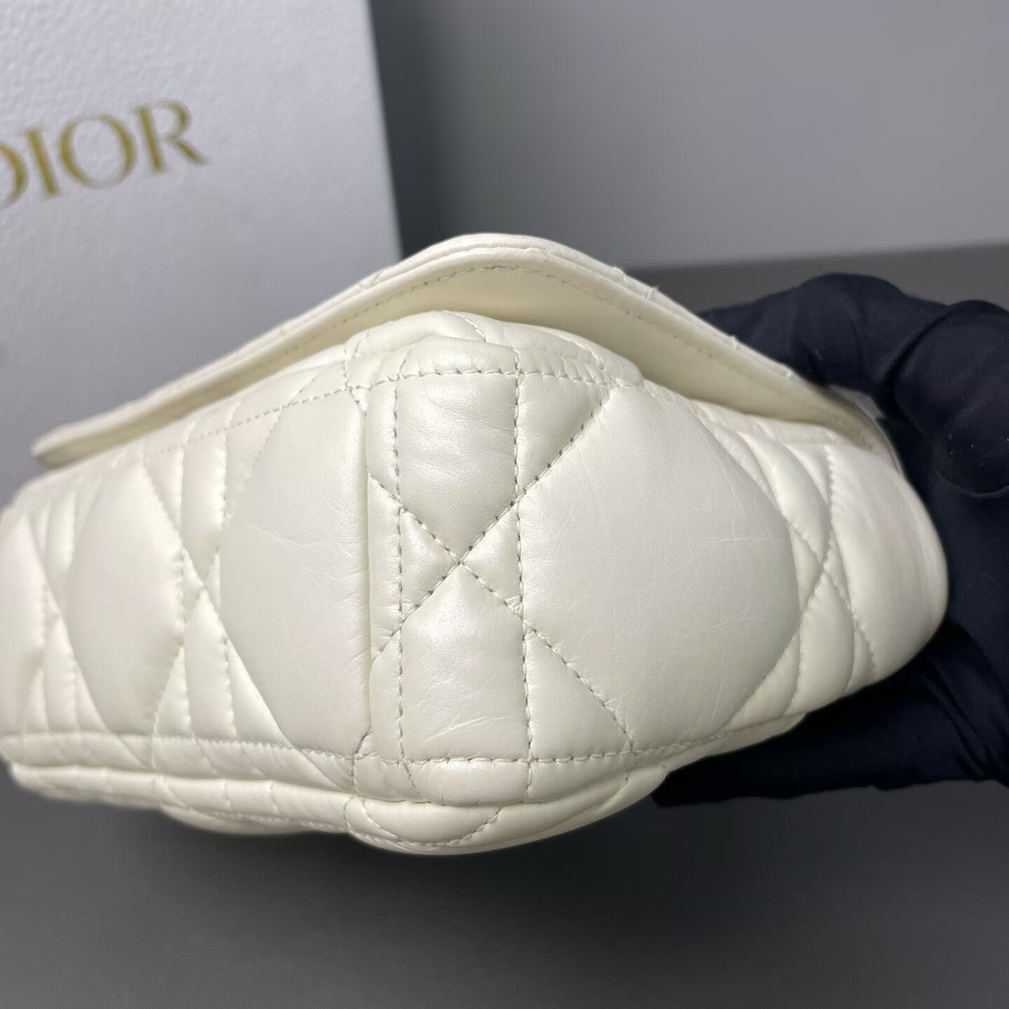 Dior - Caro Small Chain Puff Bag - Leather - White - (small)