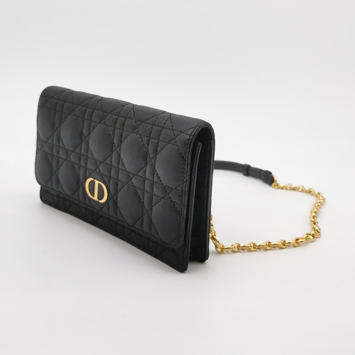 Dior - Caro Wallet on Chain - Grained calfskin leather - Black - (Small)