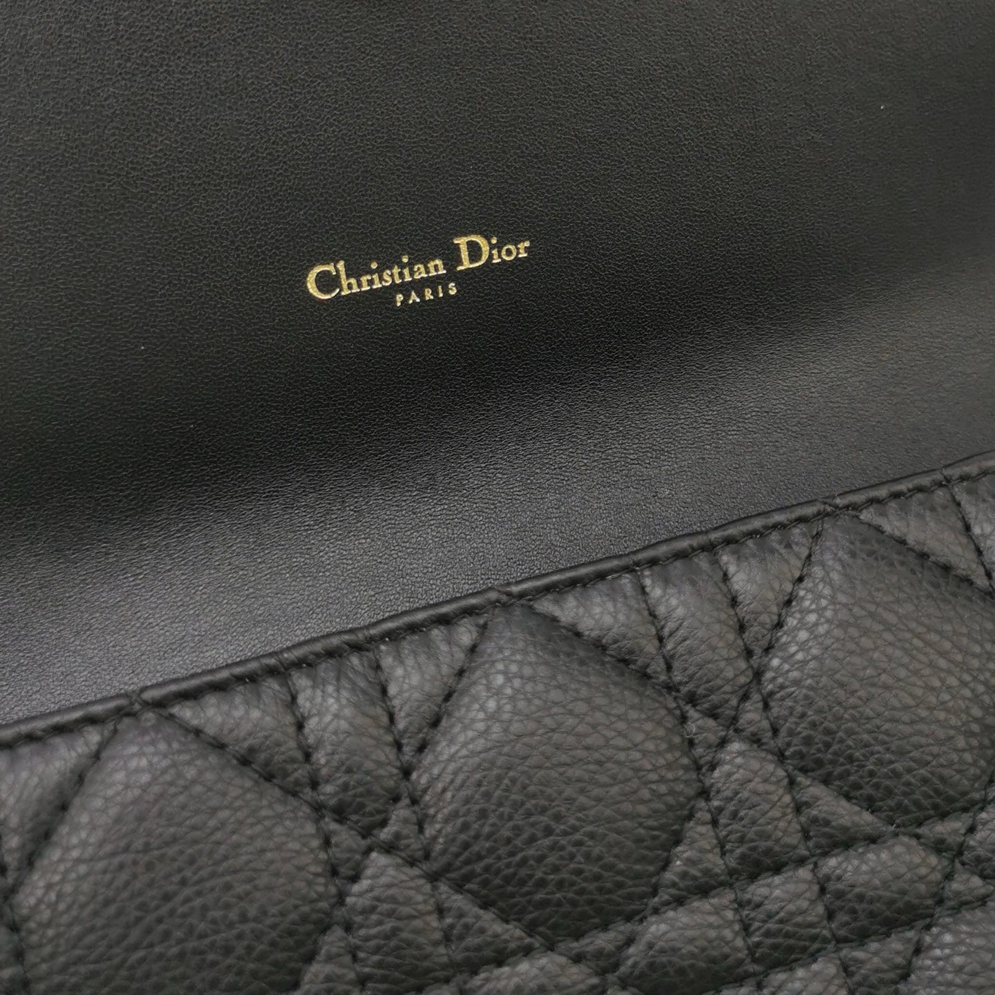 Dior - Caro Wallet on Chain - Grained calfskin leather - Black - (Small)