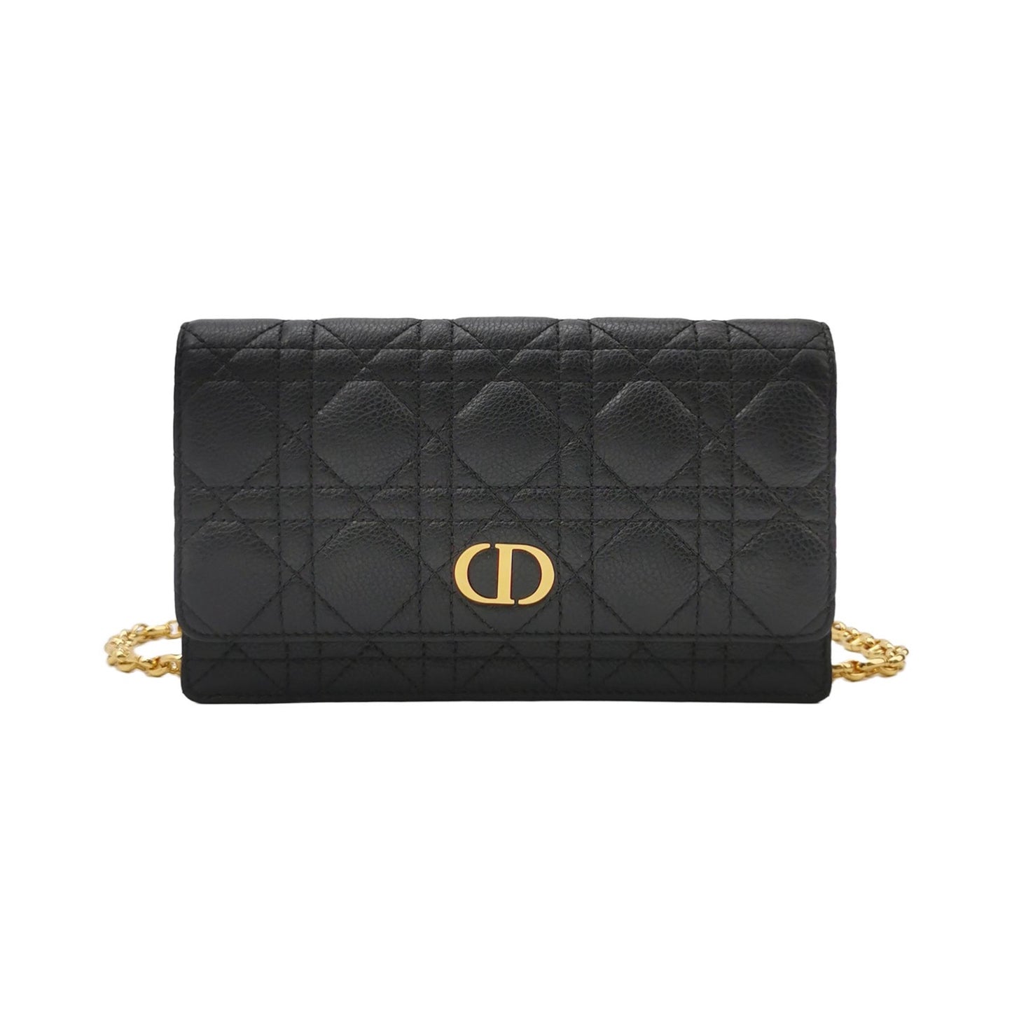 Dior - Caro Wallet on Chain - Grained calfskin leather - Black - (Small)