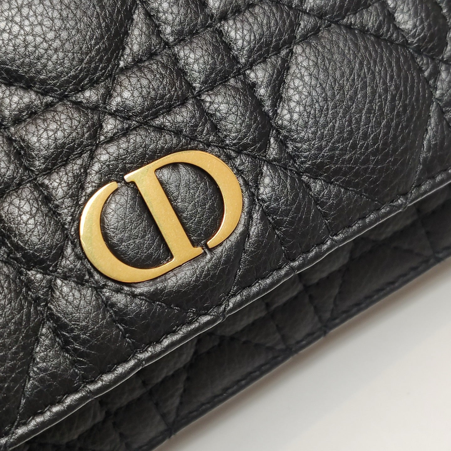 Dior - Caro Wallet on Chain - Grained calfskin leather - Black - (Small)