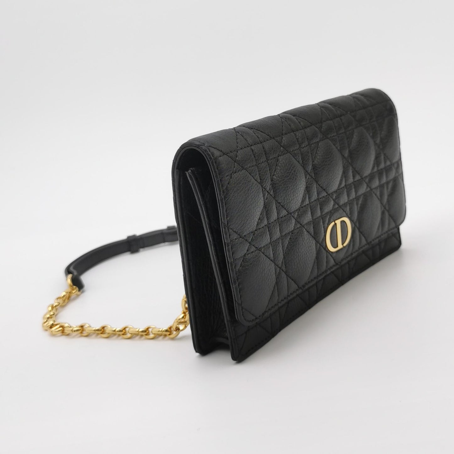 Dior - Caro Wallet on Chain - Grained calfskin leather - Black - (Small)