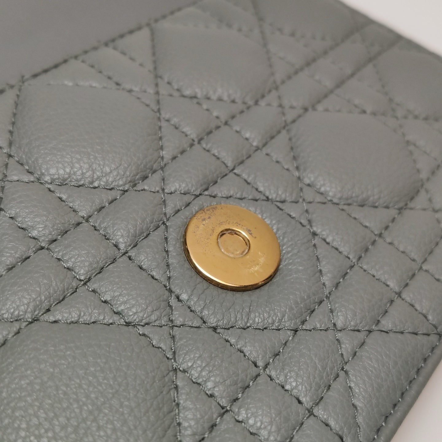 Dior - Caro Wallet on Chain - Grained calfskin leather - Grey - (mini)