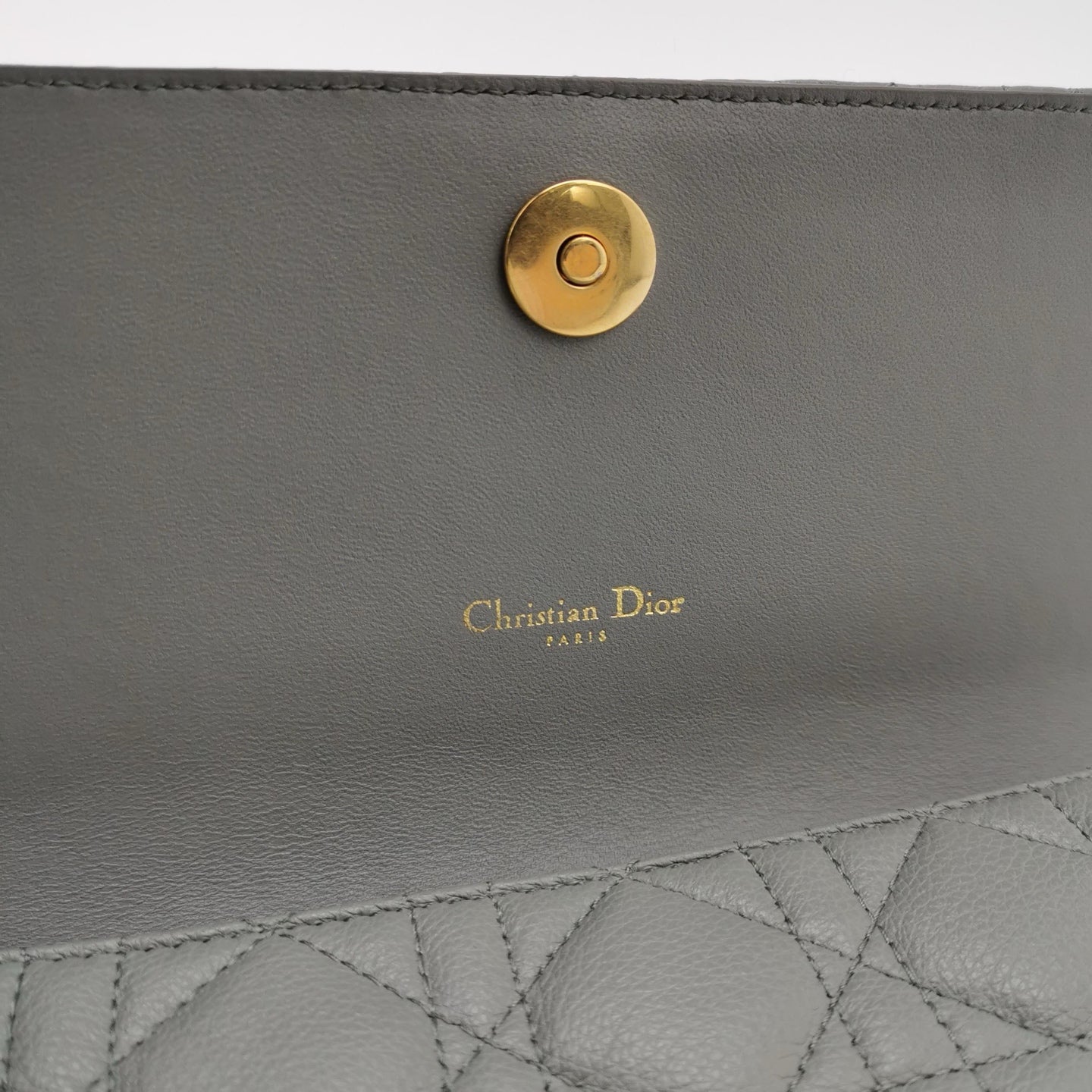Dior - Caro Wallet on Chain - Grained calfskin leather - Grey - (mini)