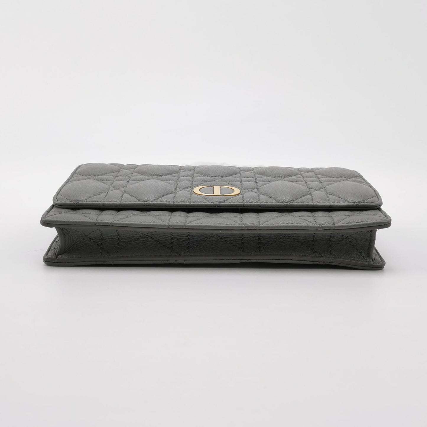 Dior - Caro Wallet on Chain - Grained calfskin leather - Grey - (mini)