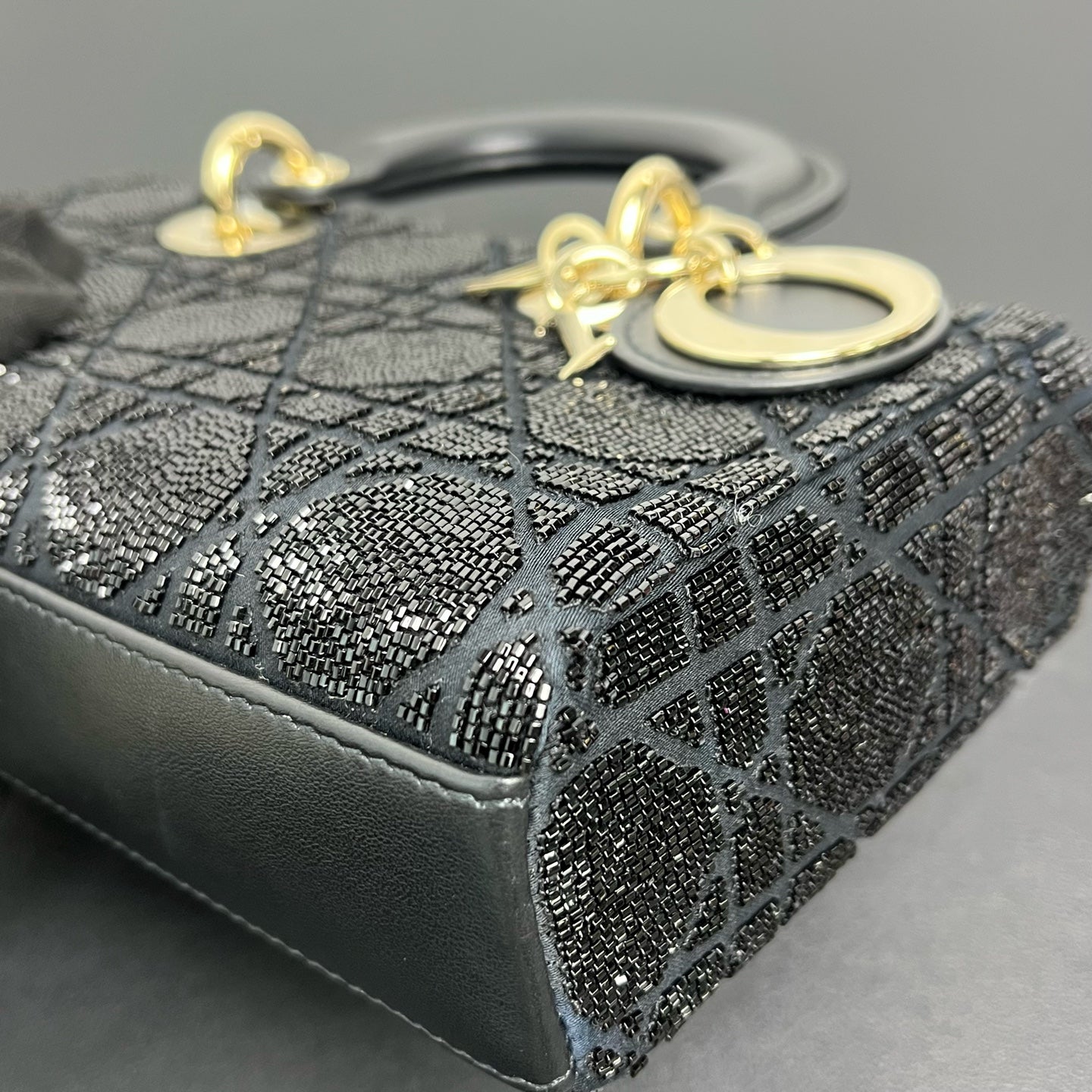 Dior - D-Joy - Beaded fabric with leather trim - Black - (mini)