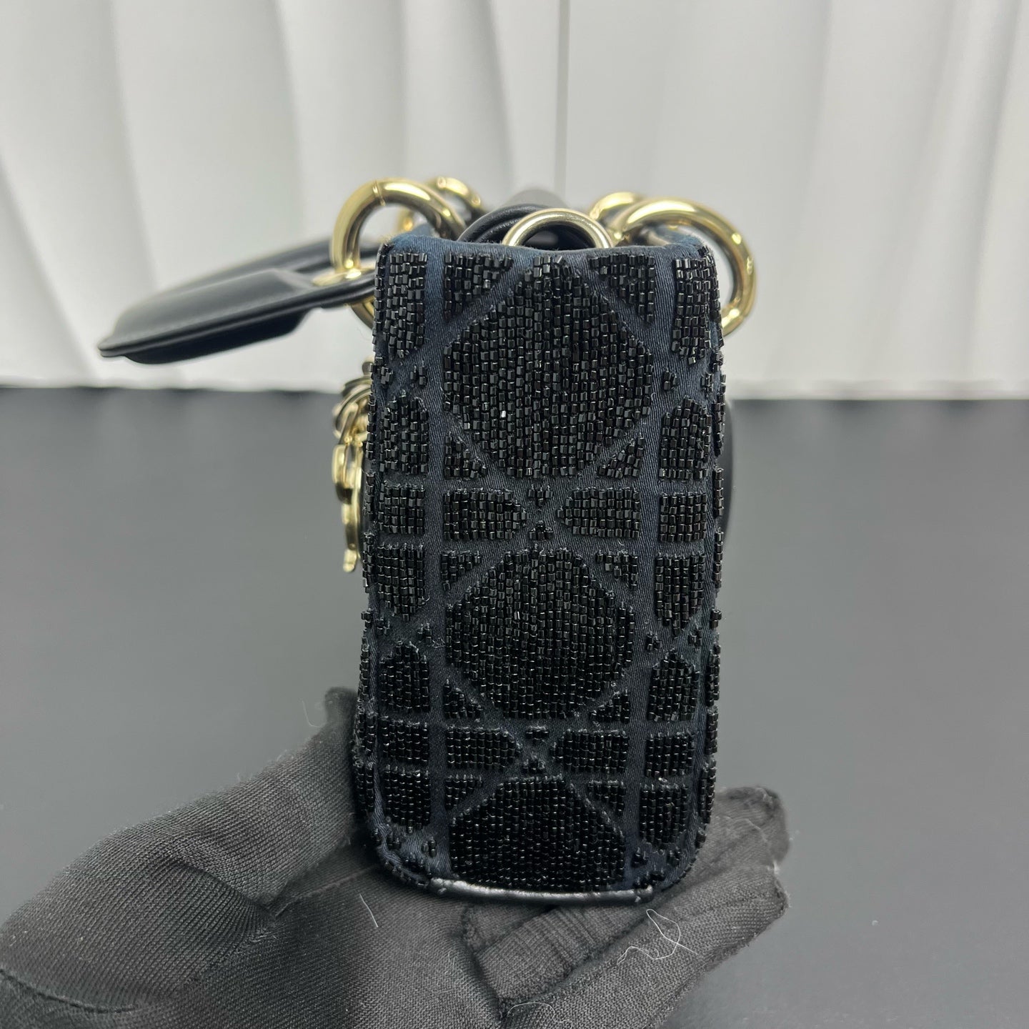 Dior - D-Joy - Beaded fabric with leather trim - Black - (mini)
