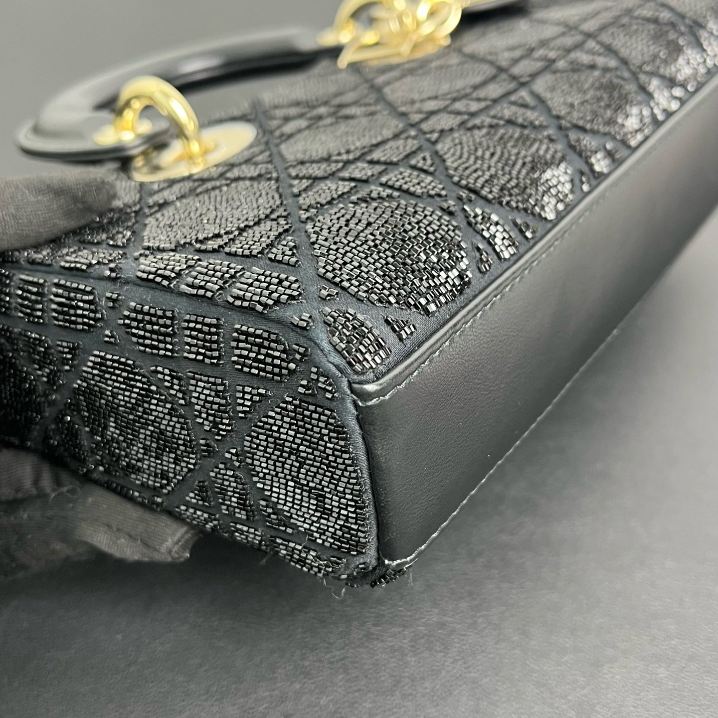 Dior - D-Joy - Beaded fabric with leather trim - Black - (mini)