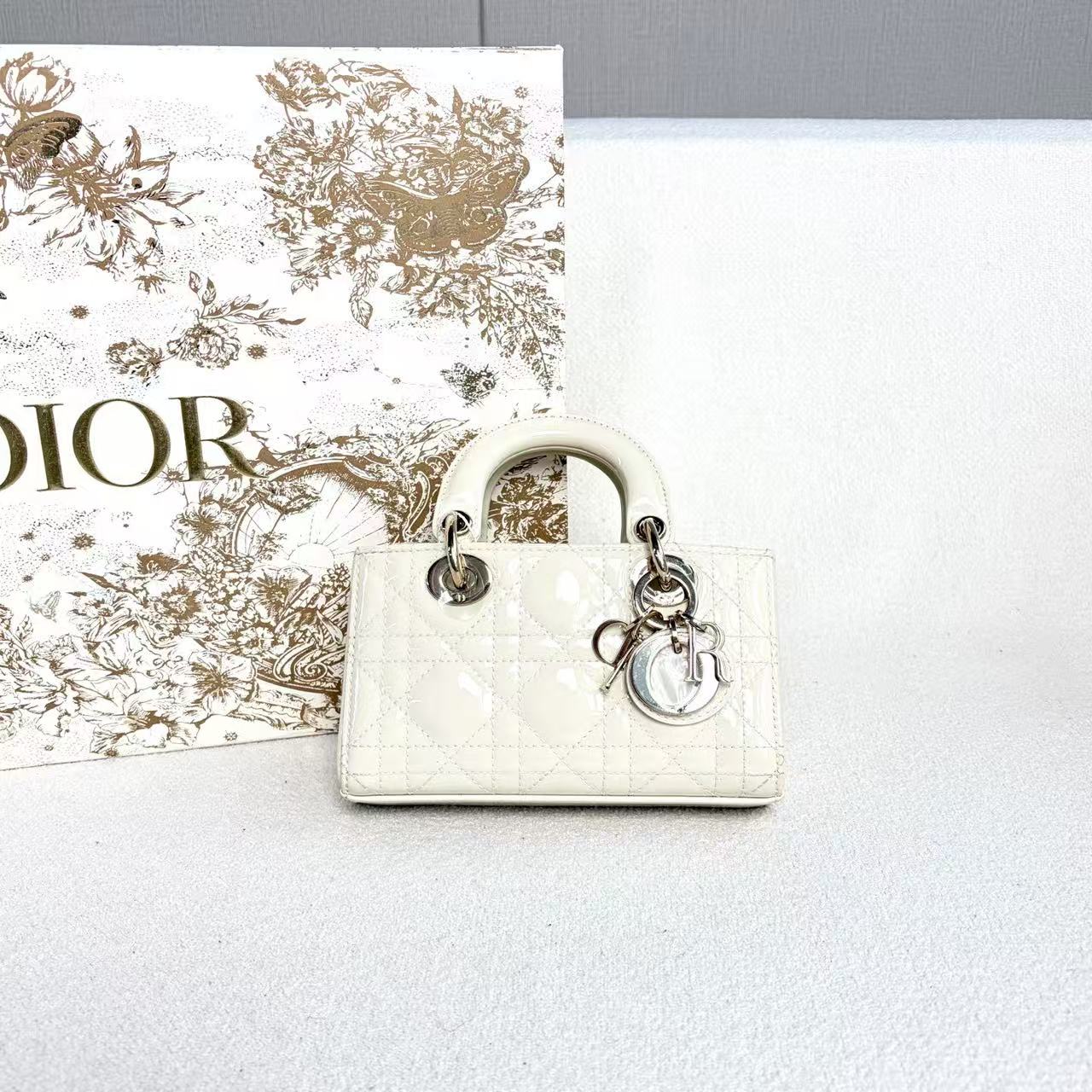 Dior - D-Joy Mini - Patent leather - White - (mini)