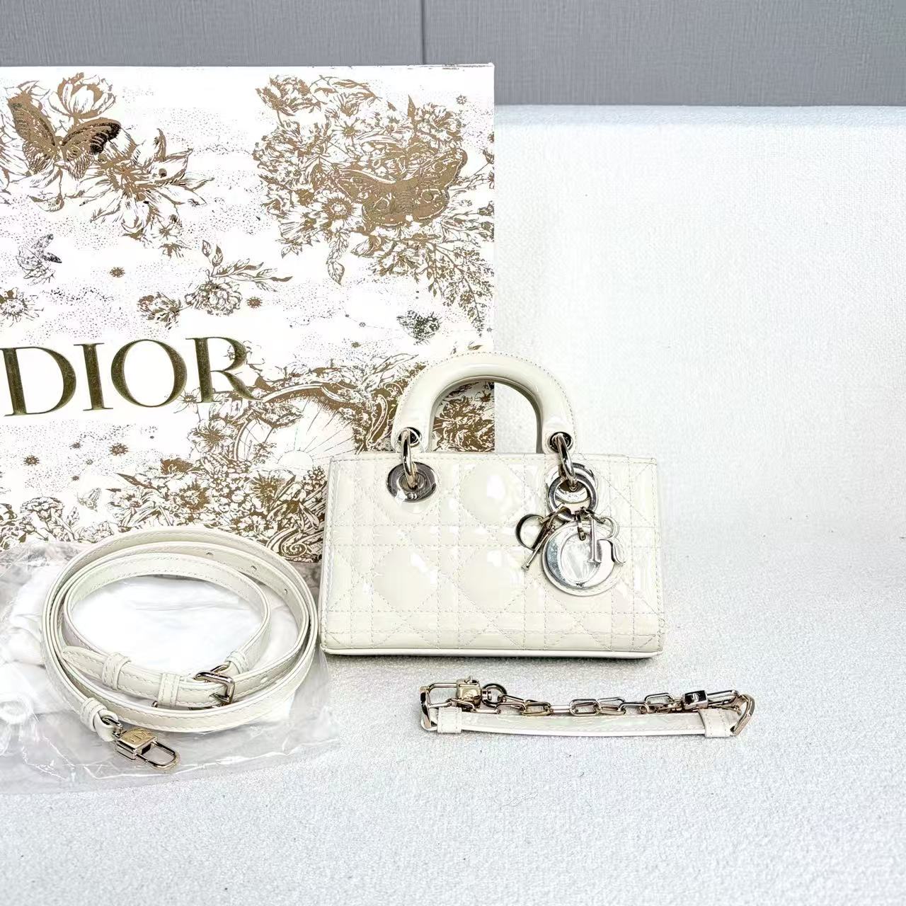 Dior - D-Joy Mini - Patent leather - White - (mini)