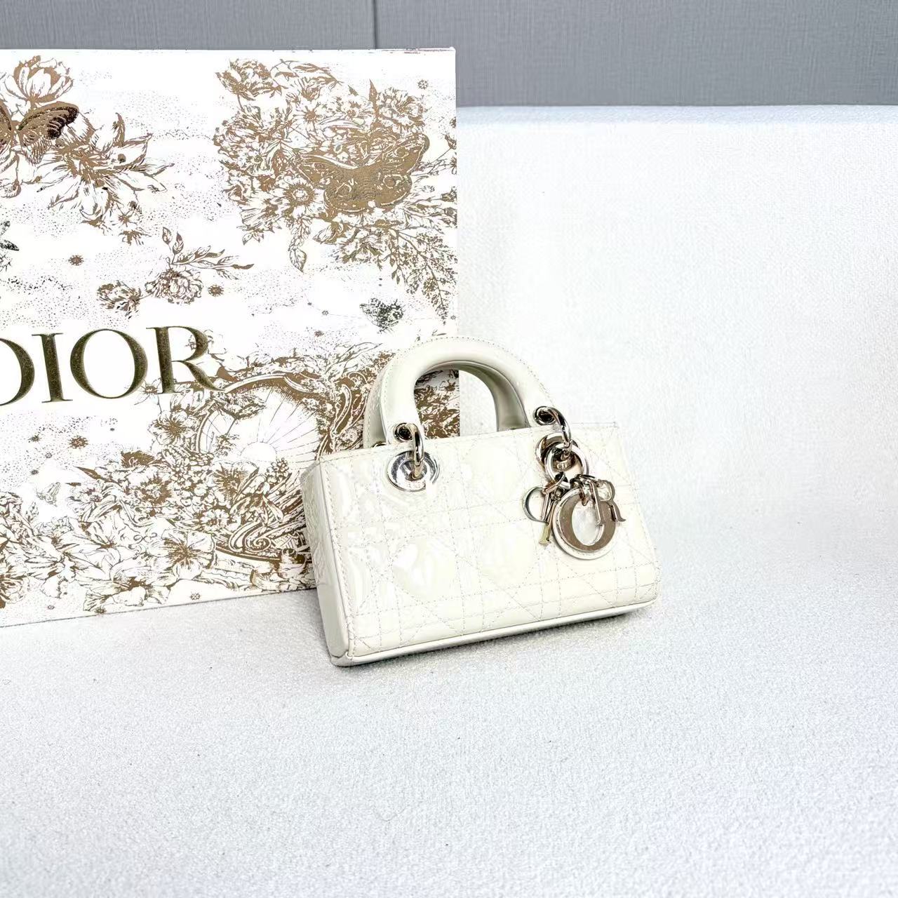 Dior - D-Joy Mini - Patent leather - White - (mini)