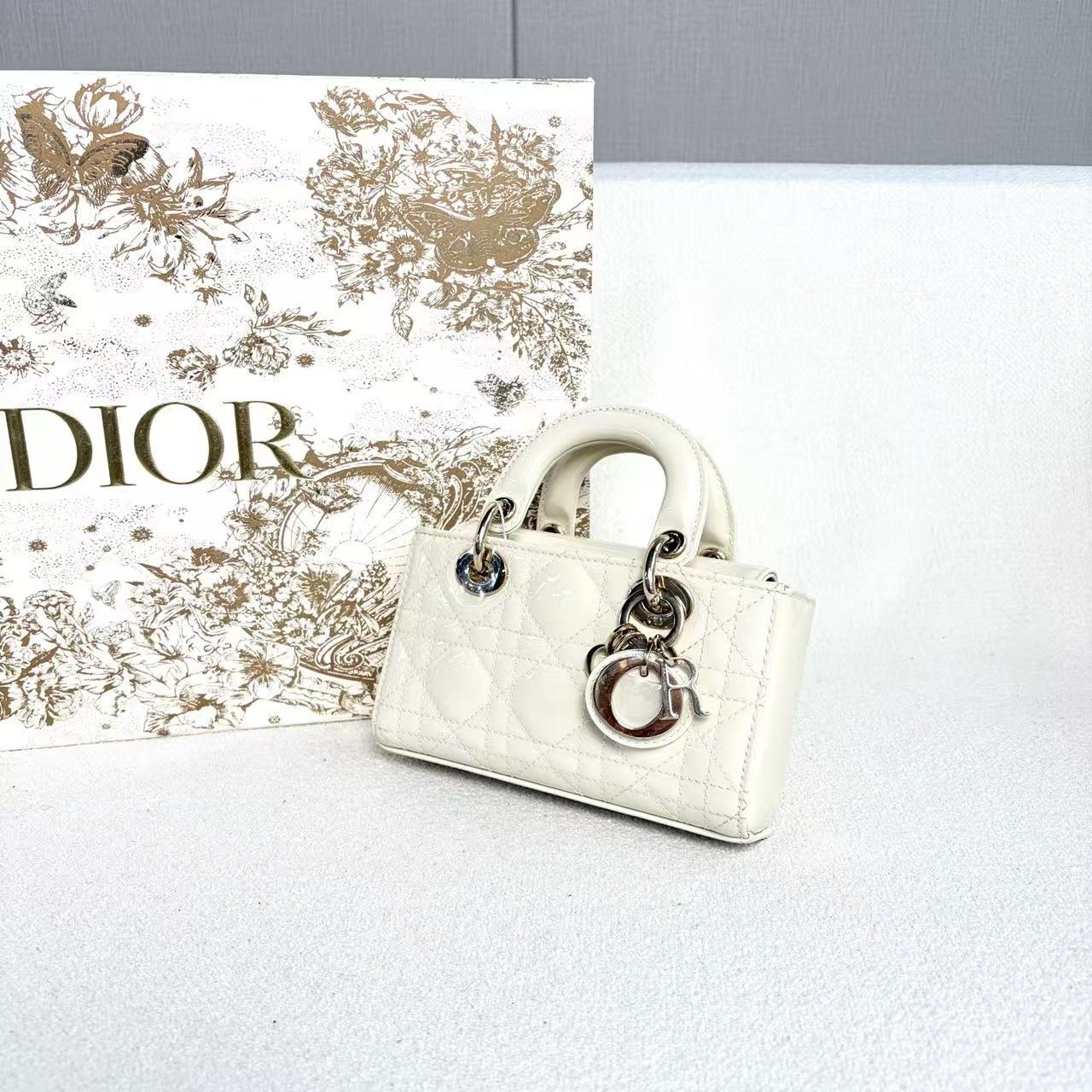 Dior - D-Joy Mini - Patent leather - White - (mini)