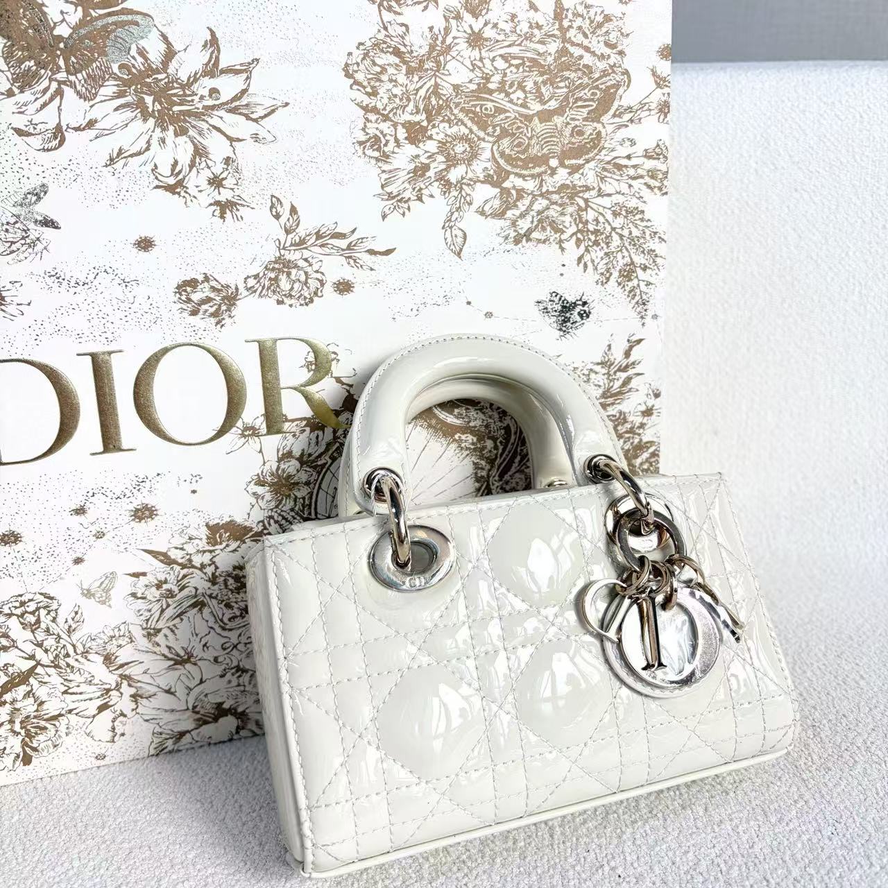 Dior - D-Joy Mini - Patent leather - White - (mini)