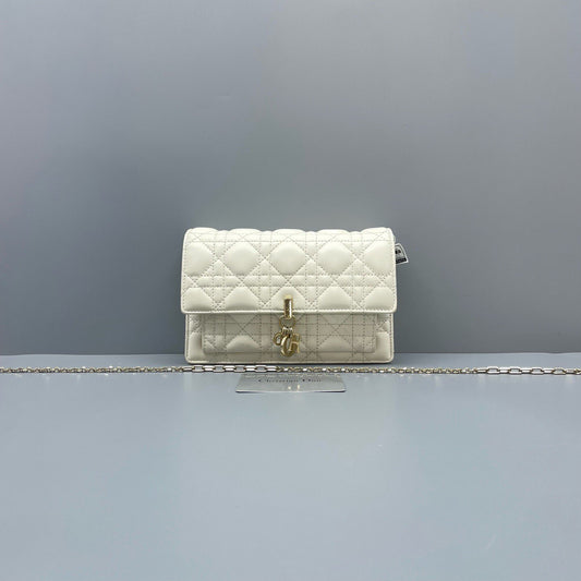 Dior - Daily Cannage Chain Bag - Leather - White - (Mini)