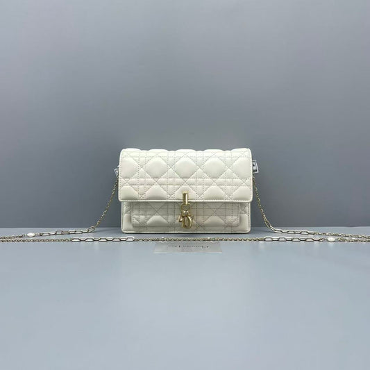 Dior - Daily Cannage Chain Bag - Leather - White - (mini)