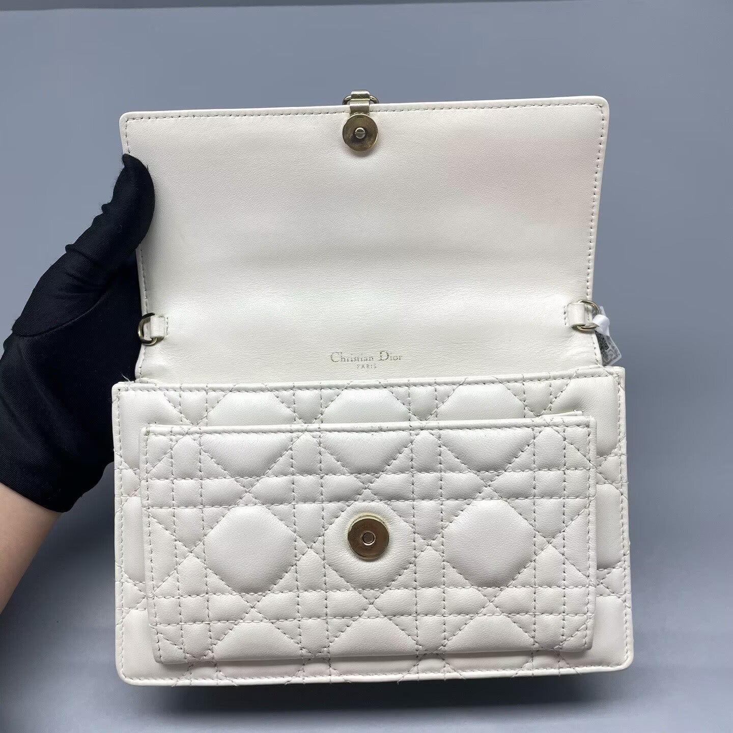 Dior - Daily Cannage Chain Bag - Leather - White - (Mini)