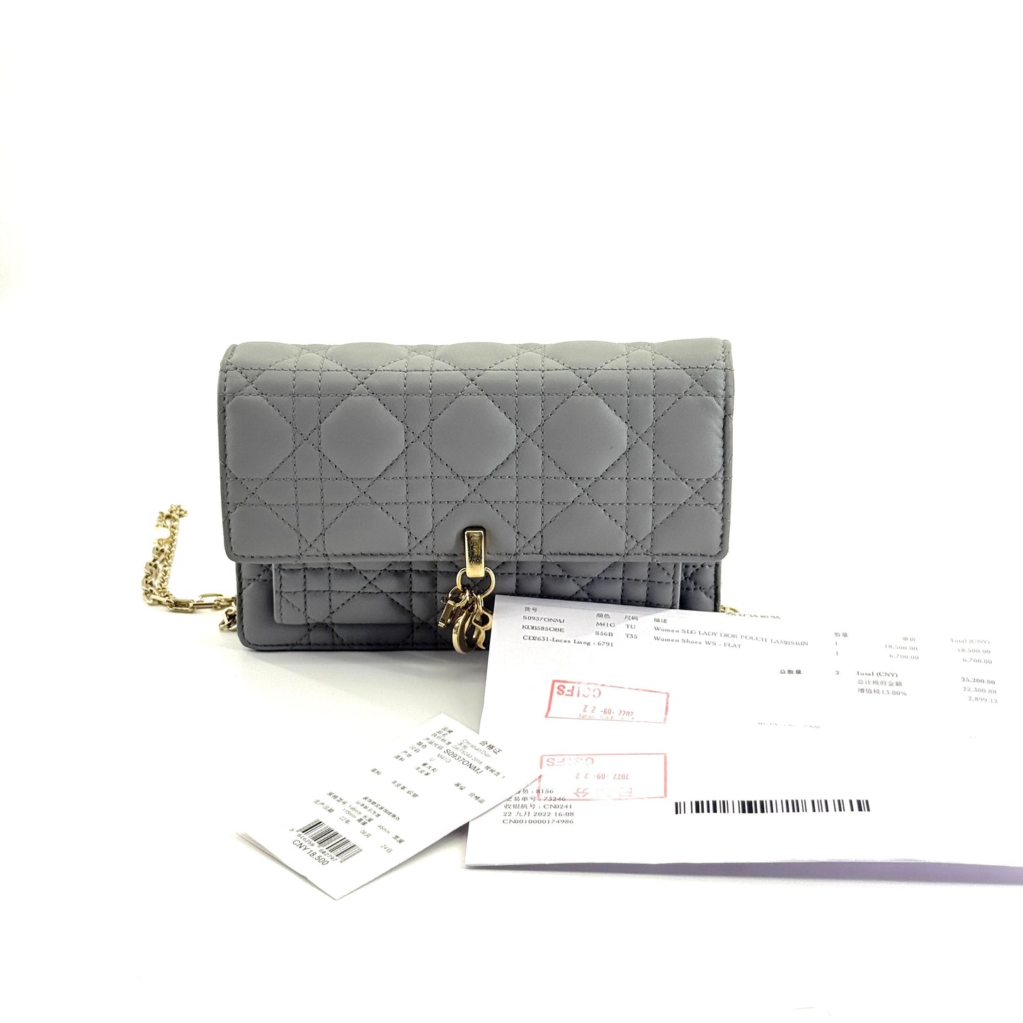 Dior - Daily Cannage Chain Shoulder Bag - Lambskin leather - Cloud Mist Blue - (mini)