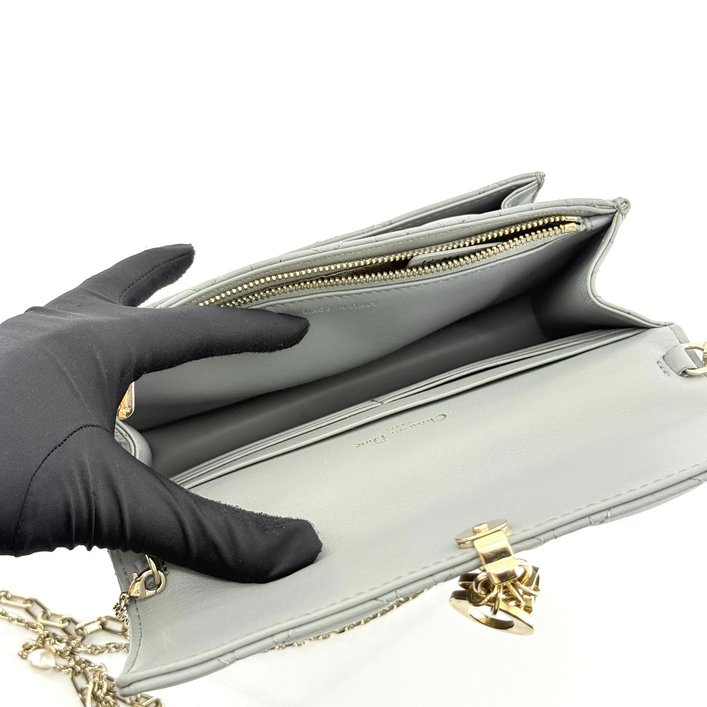 Dior - Daily Cannage Chain Shoulder Bag - Lambskin leather - Cloud Mist Blue - (mini)