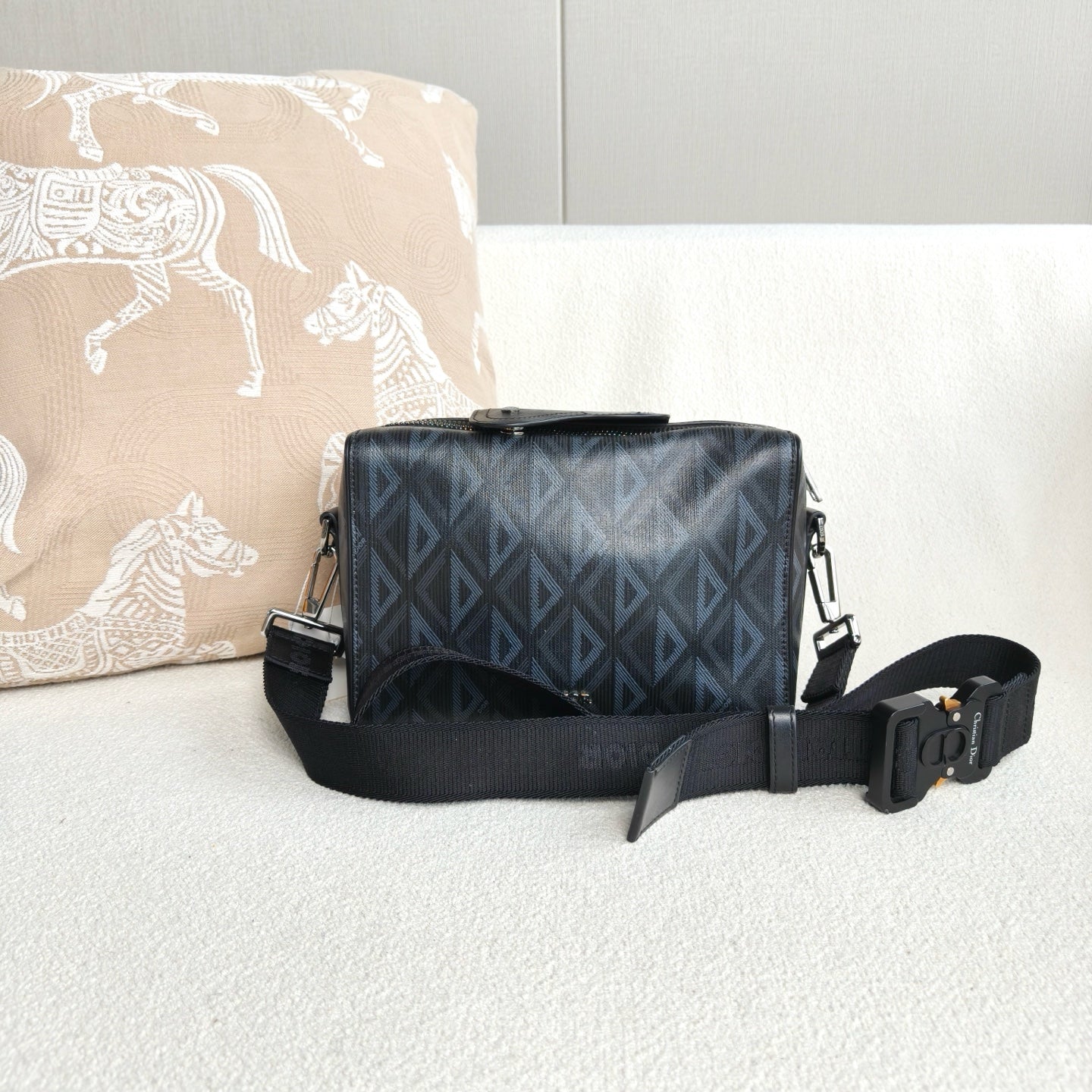 Dior - Diamond Phantom Camera Bag - Coated canvas with leather trim - Black - (small)