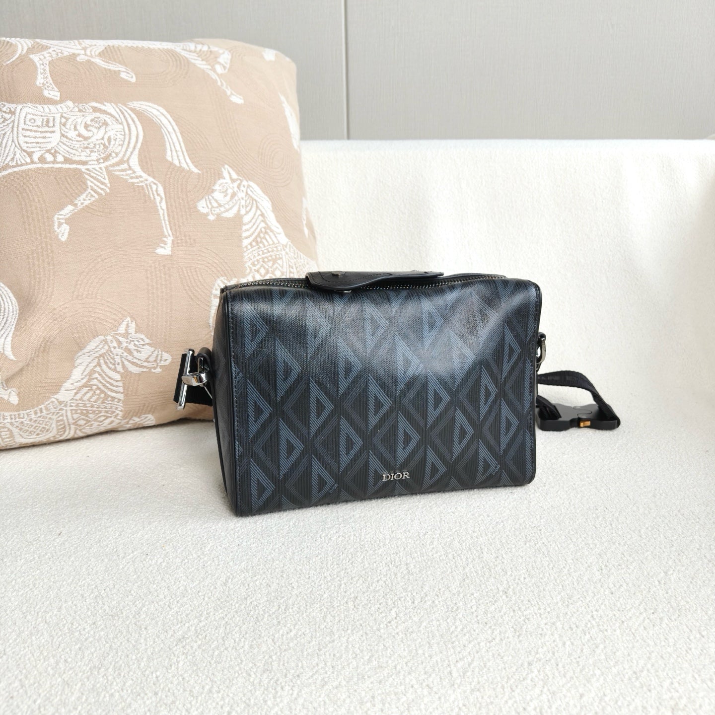 Dior - Diamond Phantom Camera Bag - Coated canvas with leather trim - Black - (small)