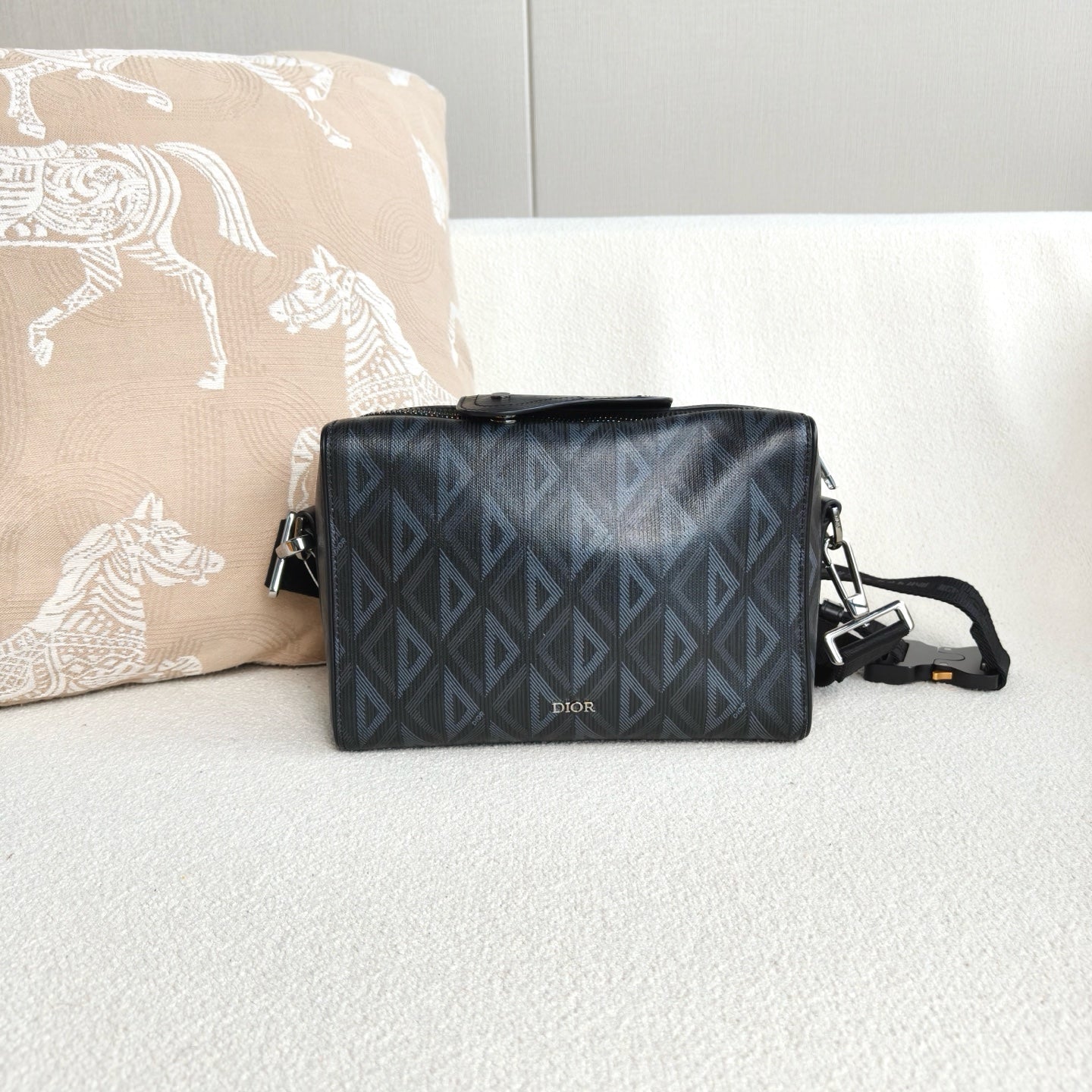 Dior - Diamond Phantom Camera Bag - Coated canvas with leather trim - Black - (small)