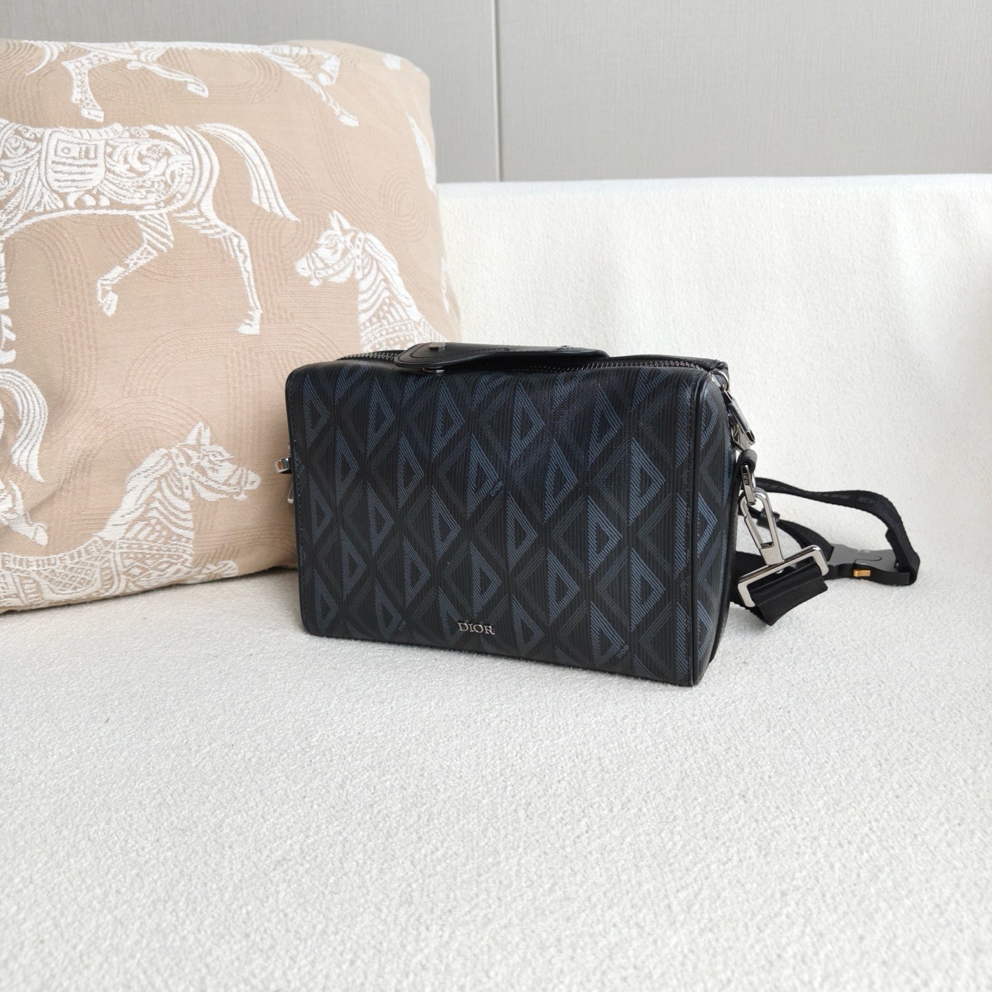 Dior - Diamond Phantom Camera Bag - Coated canvas with leather trim - Black - (small)