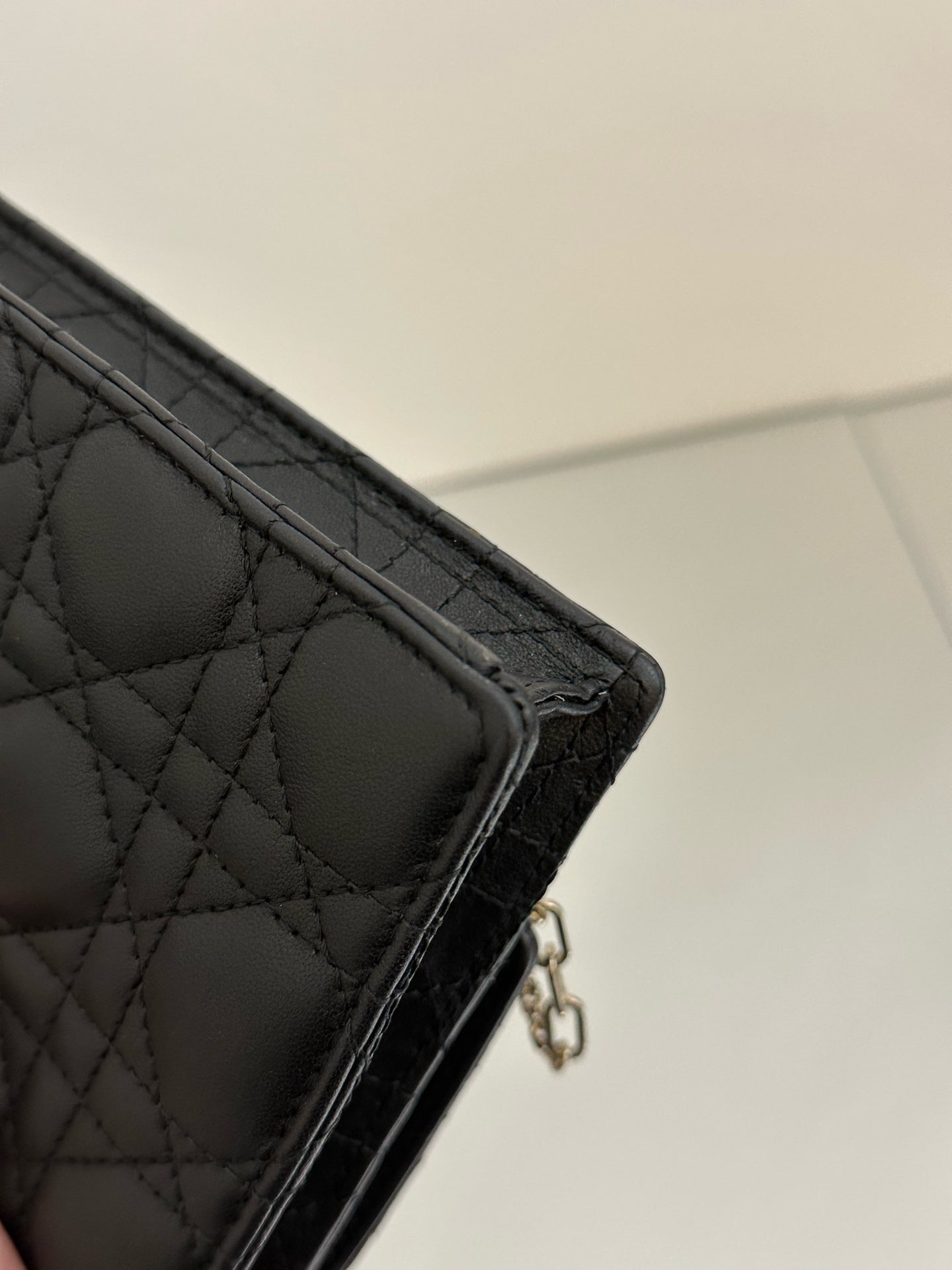 Dior - Dior Cannage Chain Pouch - Lambskin leather - Black - (mini)