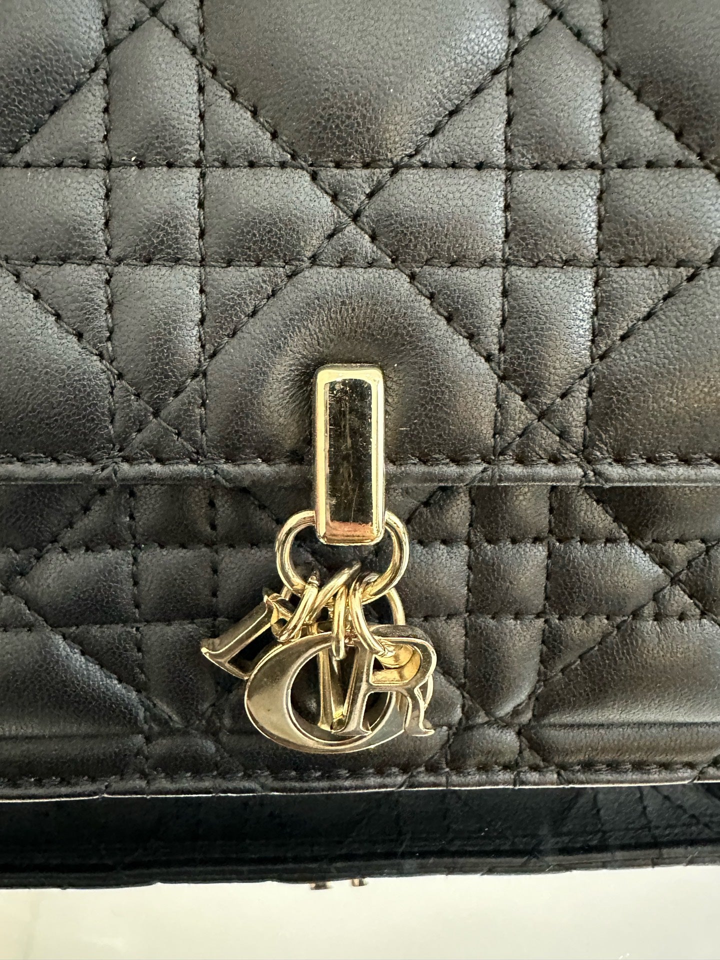 Dior - Dior Cannage Chain Pouch - Lambskin leather - Black - (mini)