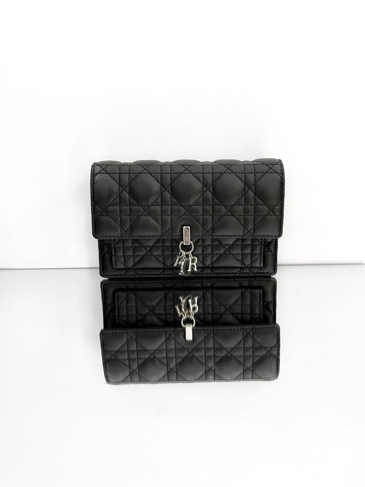 Dior - Dior Cannage Chain Pouch - Lambskin leather - Black - (mini)