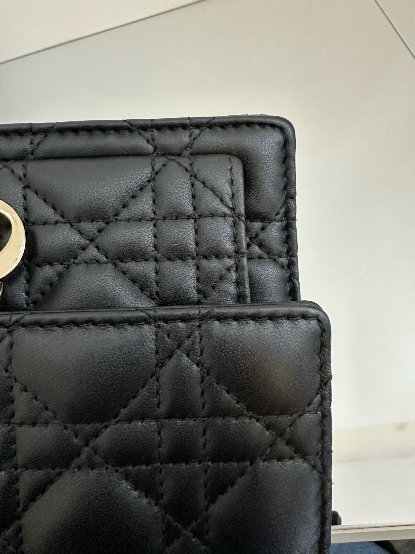 Dior - Dior Cannage Chain Pouch - Lambskin leather - Black - (mini)