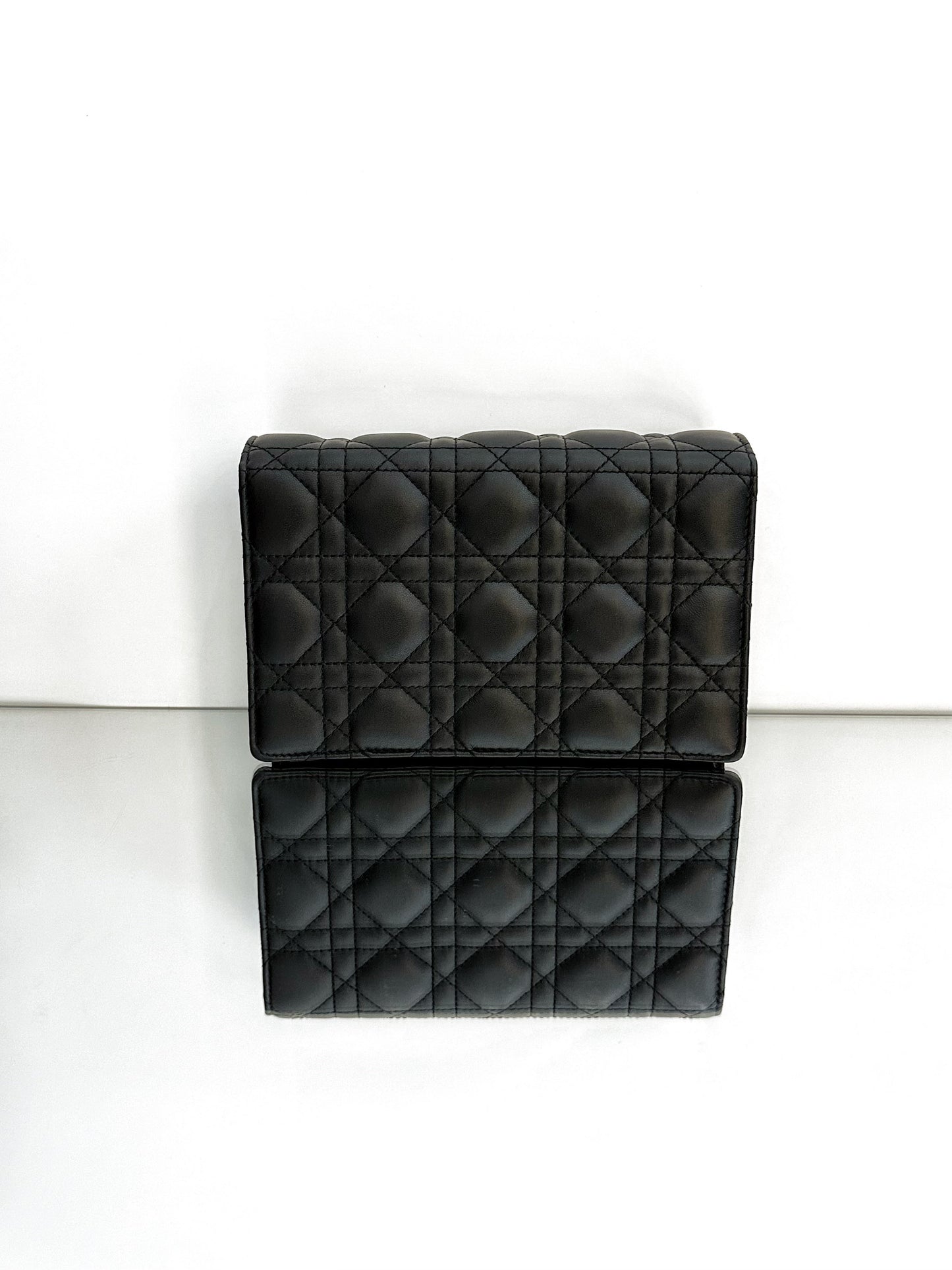 Dior - Dior Cannage Chain Pouch - Lambskin leather - Black - (mini)