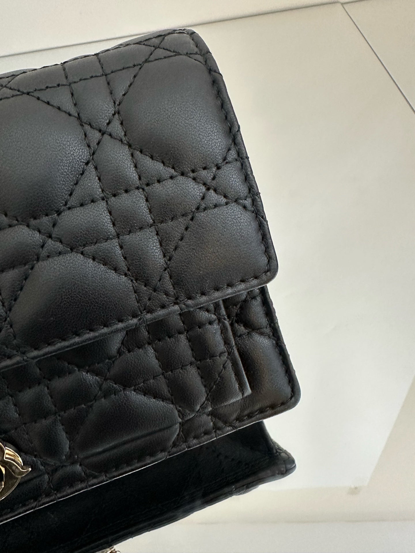 Dior - Dior Cannage Chain Pouch - Lambskin leather - Black - (mini)