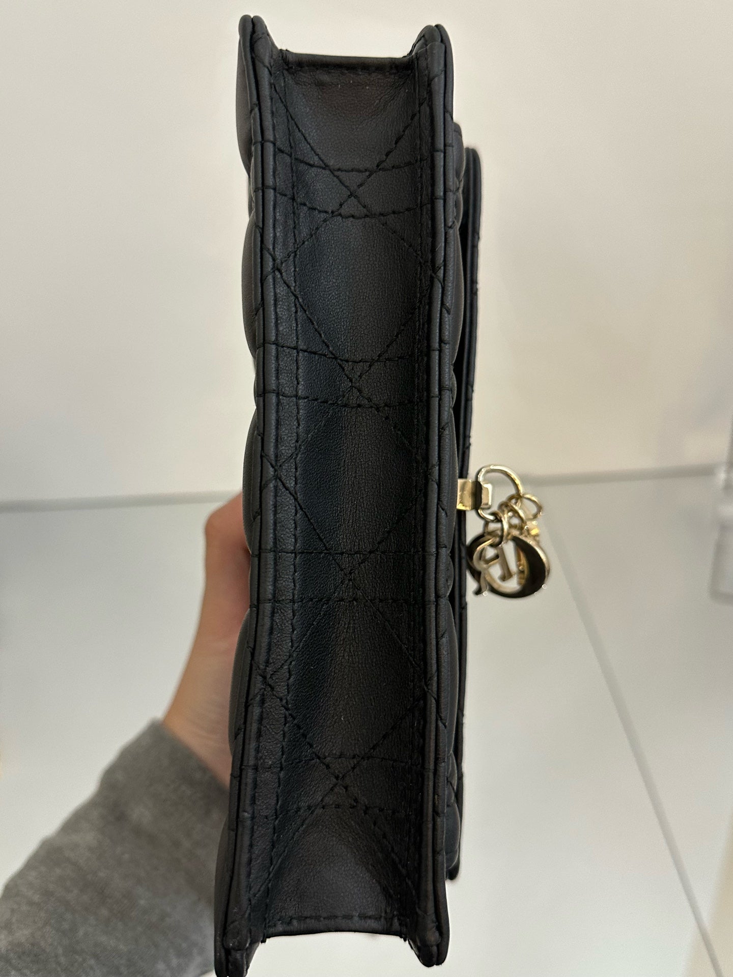 Dior - Dior Cannage Chain Pouch - Lambskin leather - Black - (mini)
