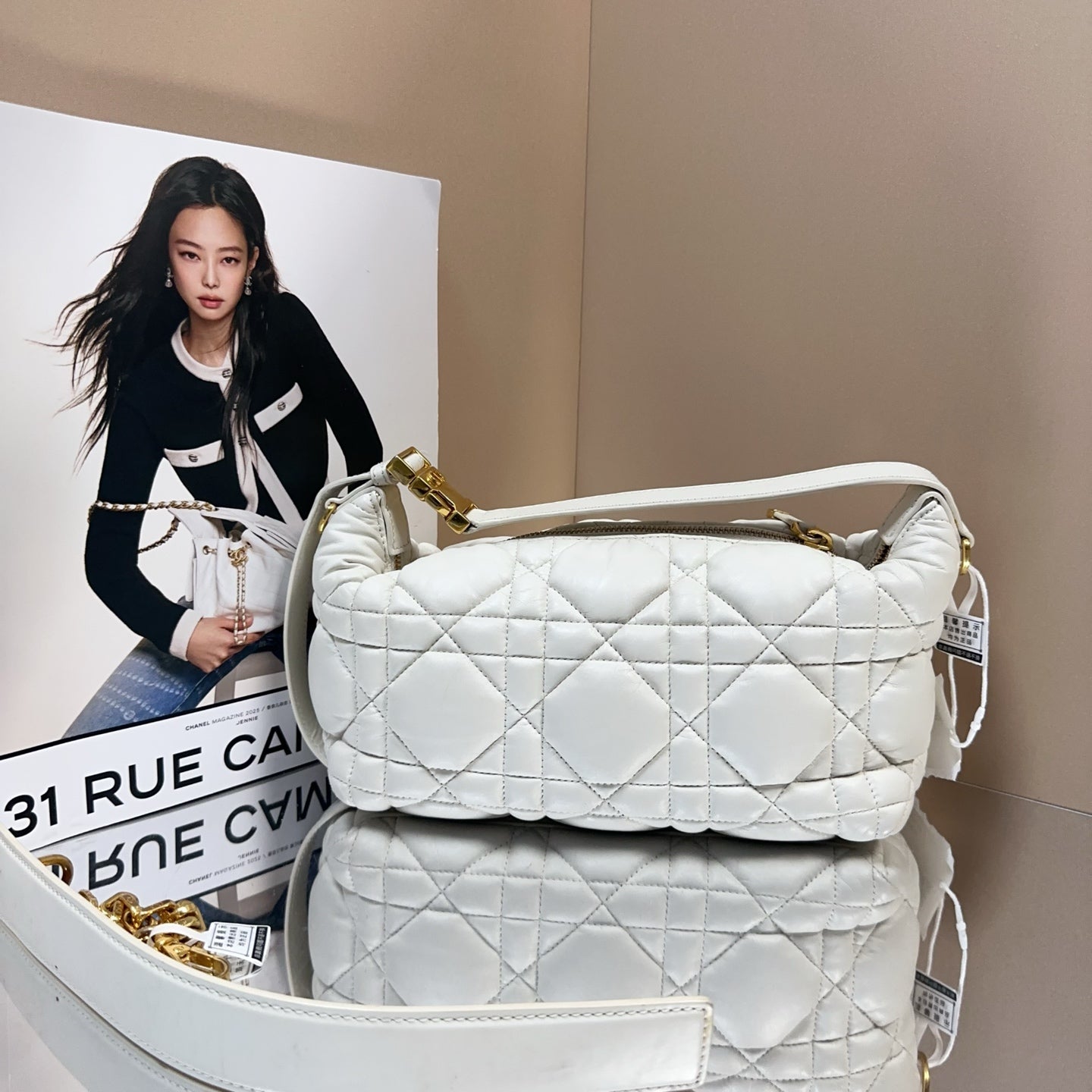 Dior - Dior Nomad Bag - Cowhide leather - White with Gold-Tone Hardware - (medium)