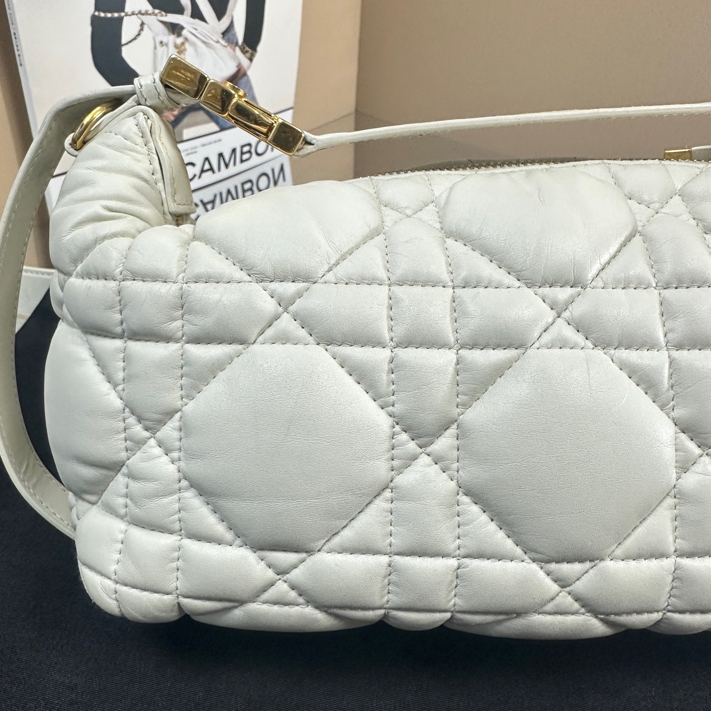 Dior - Dior Nomad Bag - Cowhide leather - White with Gold-Tone Hardware - (medium)