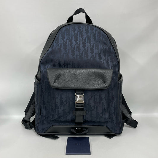 Dior - Dior Oblique Backpack - Coated Canvas and Grained Leather - Blue and Black - (Medium)