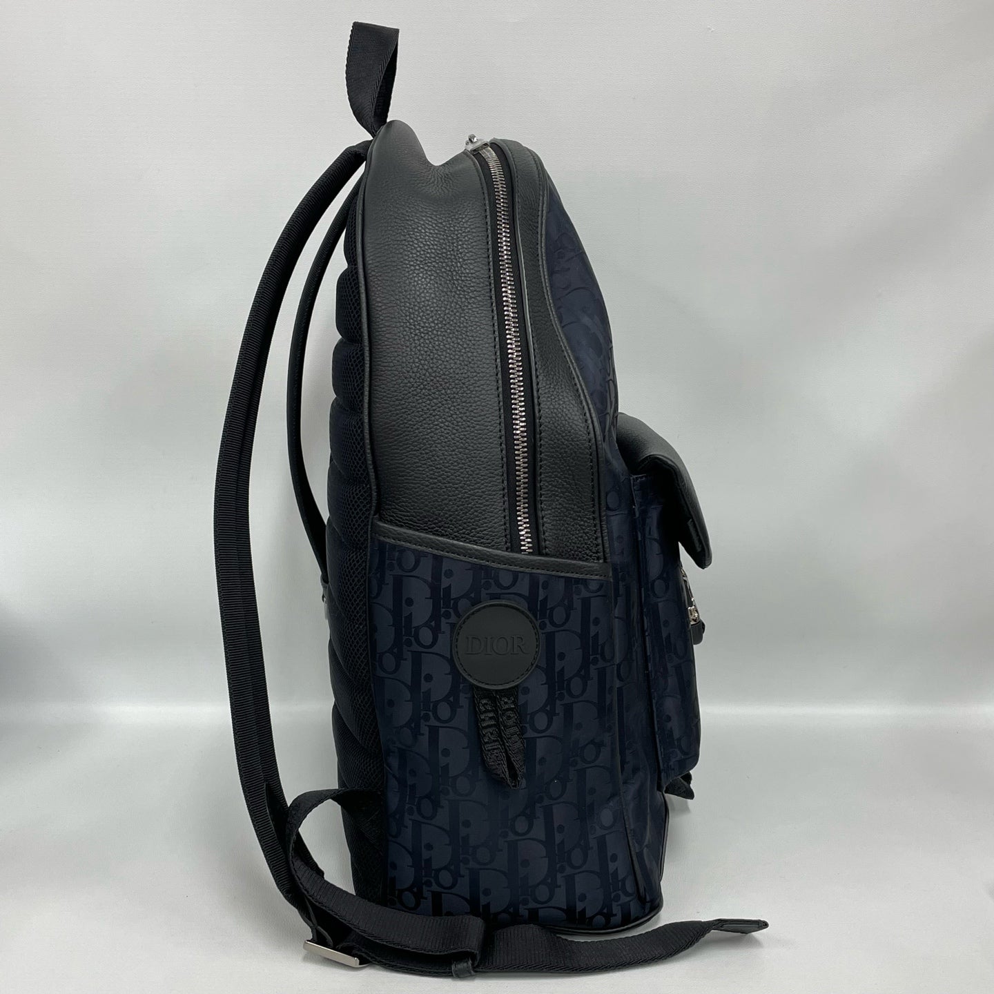 Dior - Dior Oblique Backpack - Coated Canvas and Grained Leather - Blue and Black - (Medium)