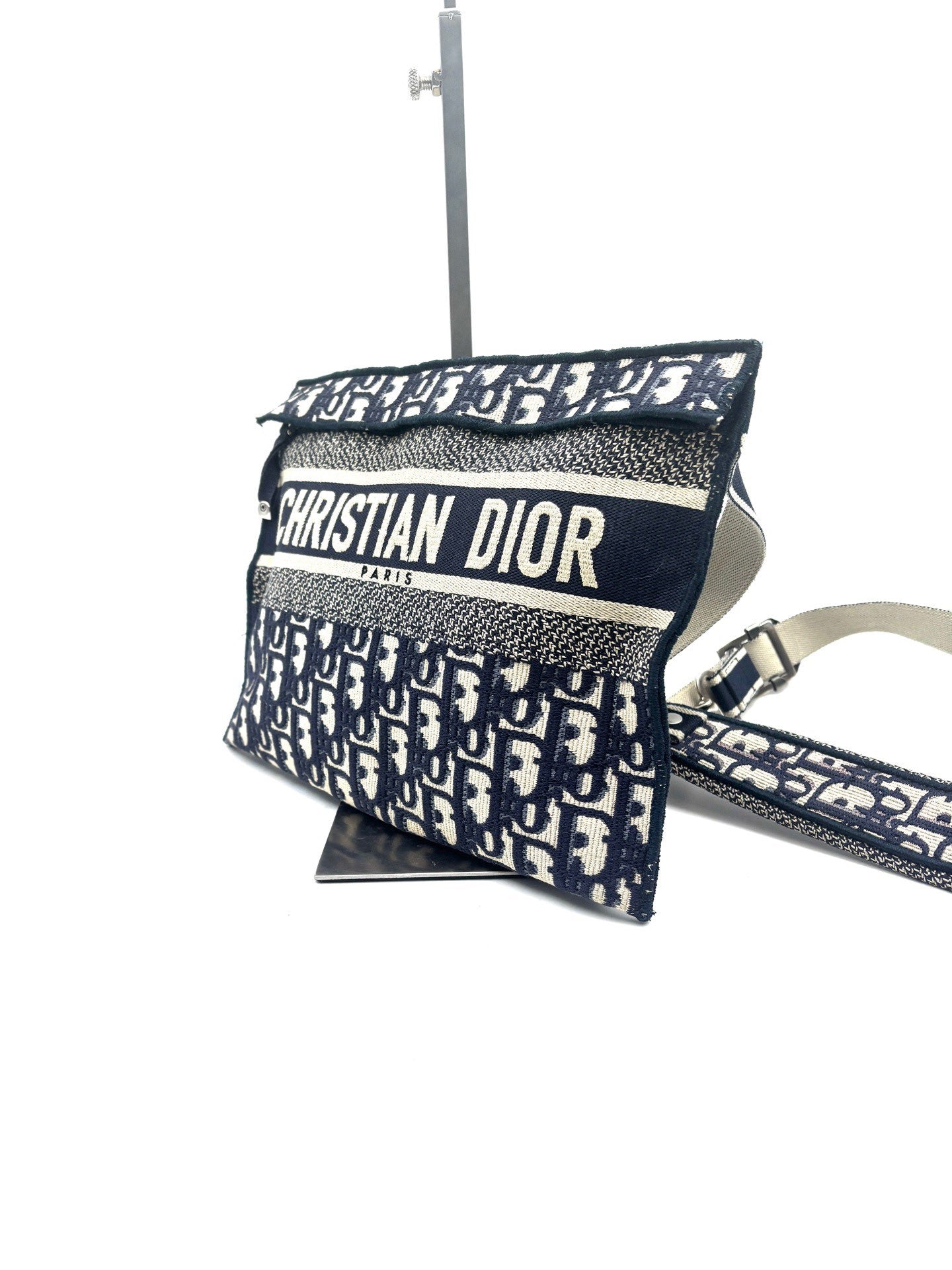 Dior - Dior Oblique Messenger Pouch - Embroidered canvas - Blue and Beige - (Small)