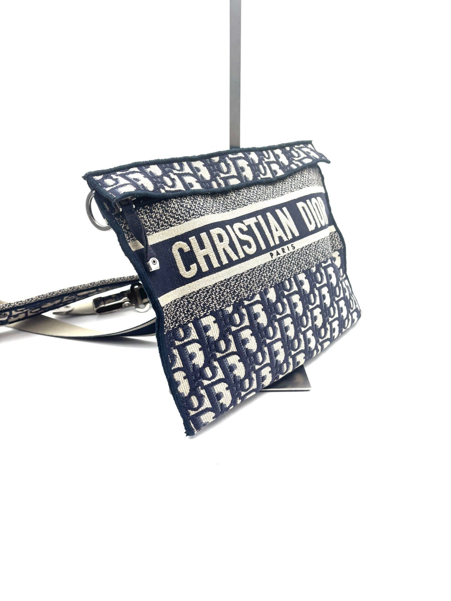 Dior - Dior Oblique Messenger Pouch - Embroidered canvas - Blue and Beige - (Small)