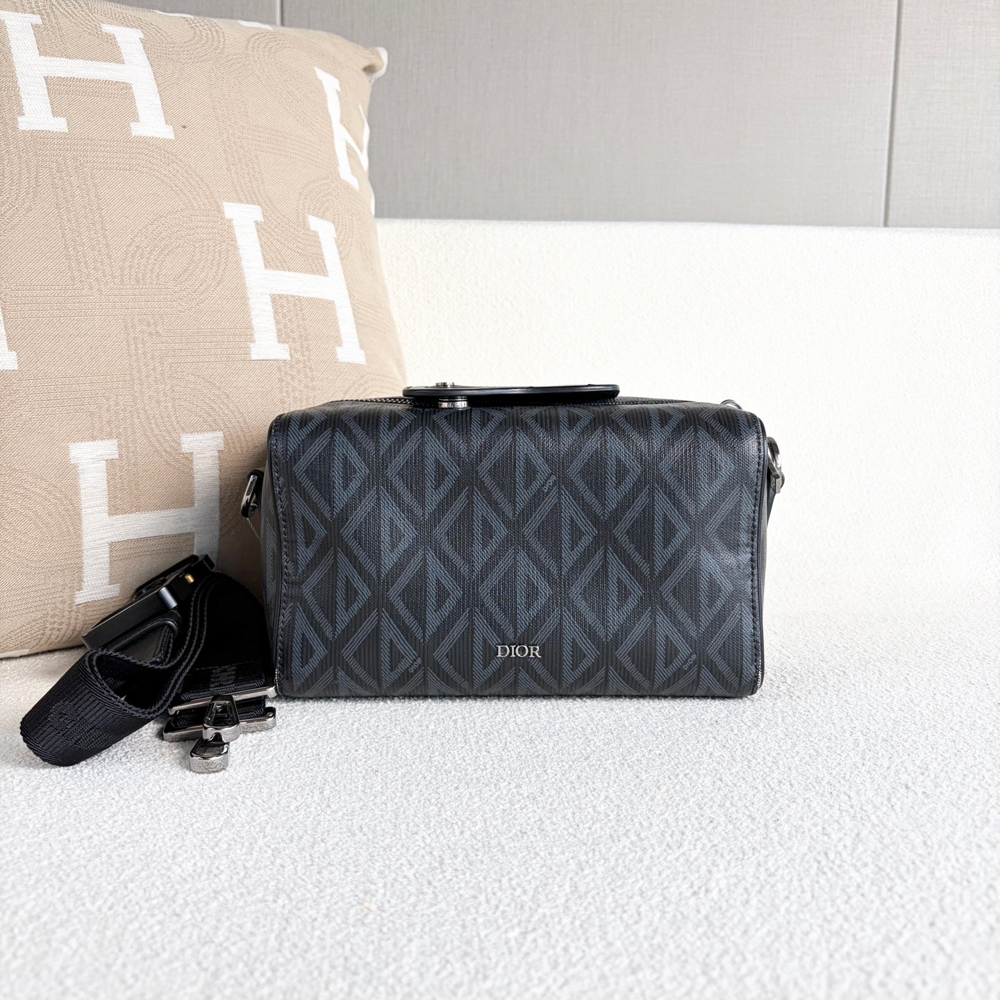 Dior - Dior Oblique Phantom Camera Bag - Dior Oblique canvas with leather trim - Black and Grey - (small)