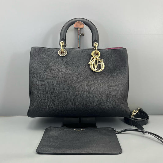 Dior - Dior Tote Bag with Pouch - Leather - Black - (large)