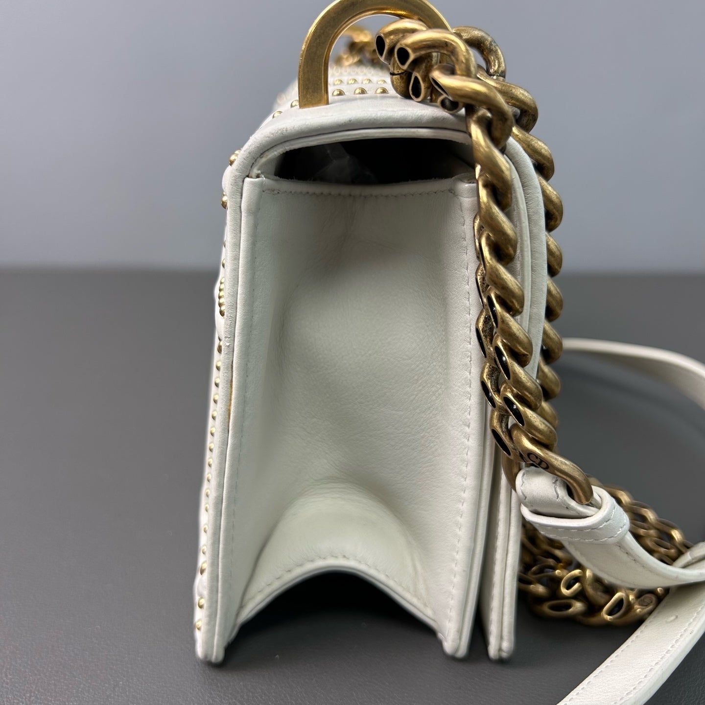 Dior - Diorama Studded Flap Bag - Leather - Beige - (small)