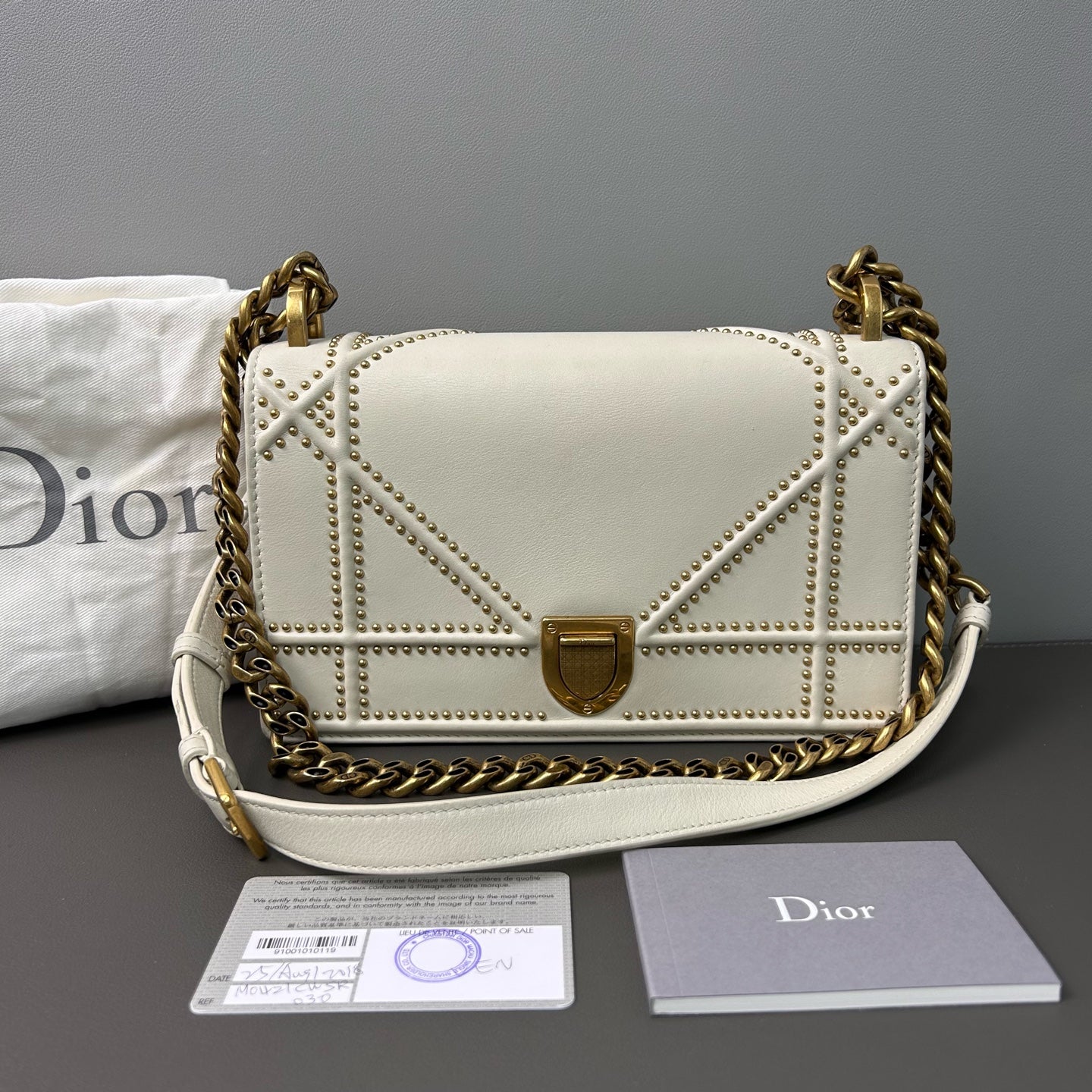 Dior - Diorama Studded Flap Bag - Leather - Beige - (small)