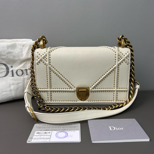 Dior - Diorama Studded Flap Bag - Leather - Beige - (small)