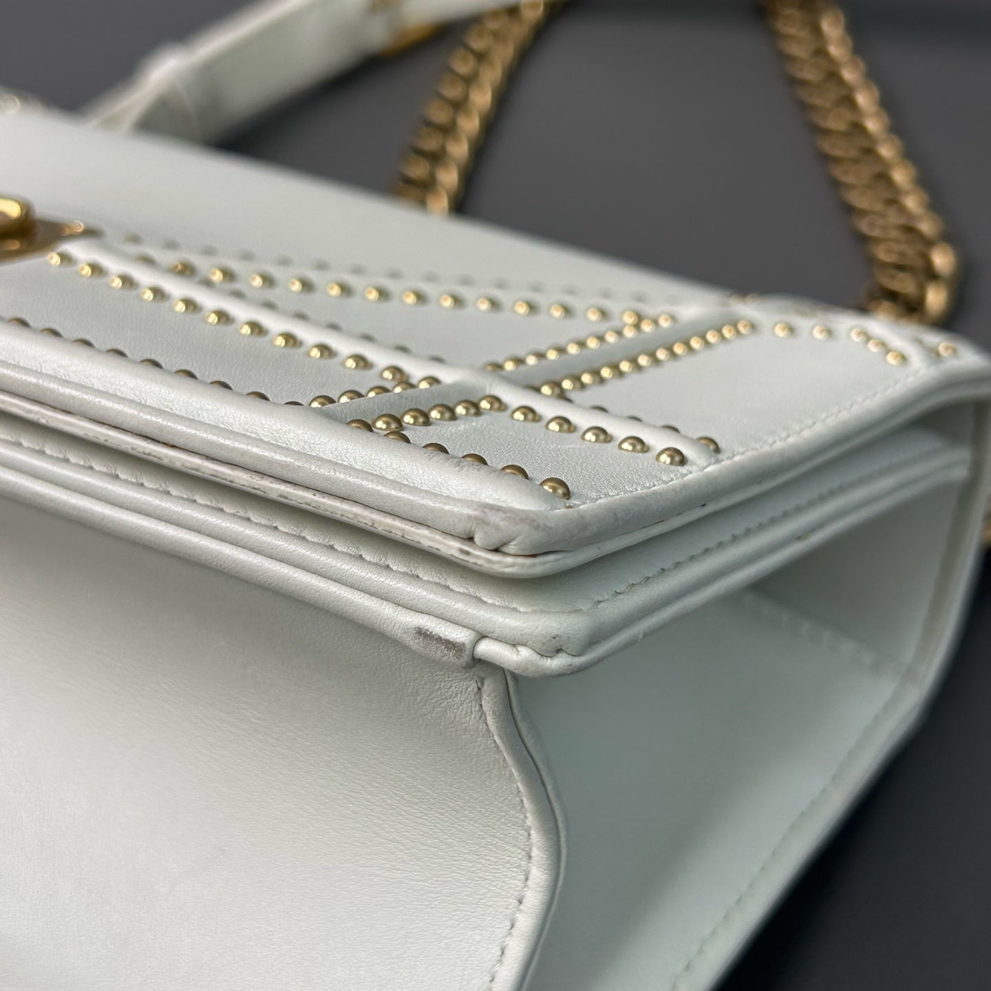 Dior - Diorama Studded Flap Bag - Leather - Beige - (small)