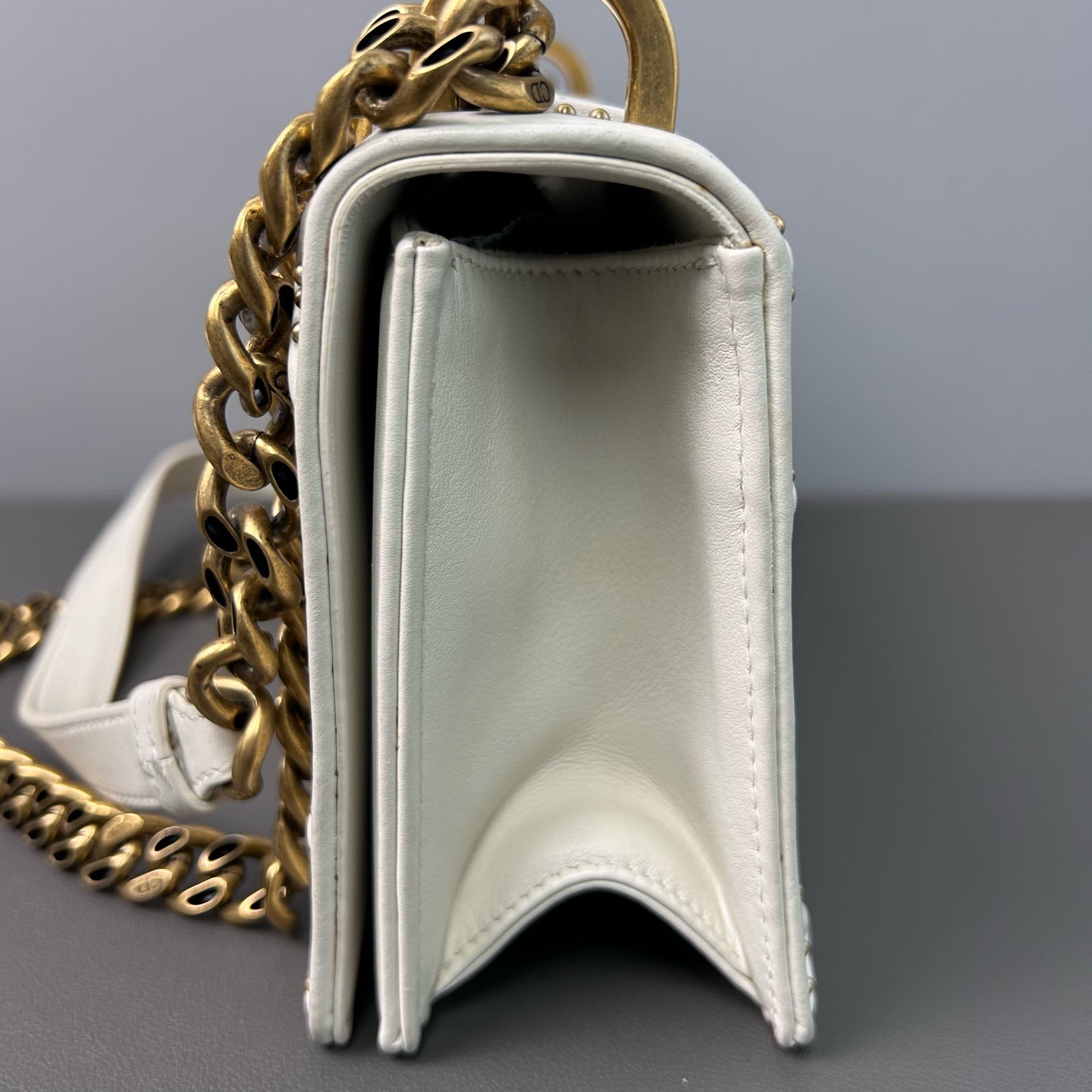 Dior - Diorama Studded Flap Bag - Leather - Beige - (small)